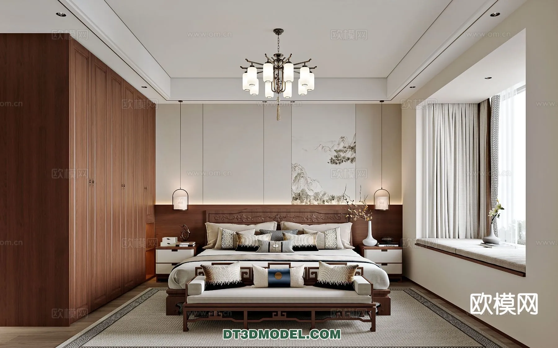 BEDROOM – CHINESE STYLE – 3D Model For Interior Design – 676