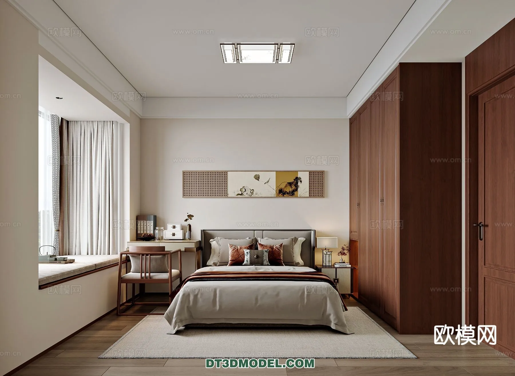 BEDROOM – CHINESE STYLE – 3D Model For Interior Design – 677