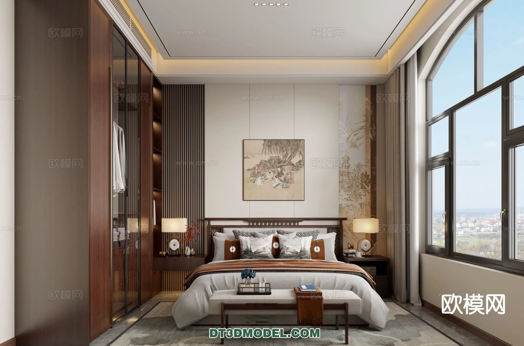 BEDROOM – CHINESE STYLE – 3D Model For Interior Design – 681