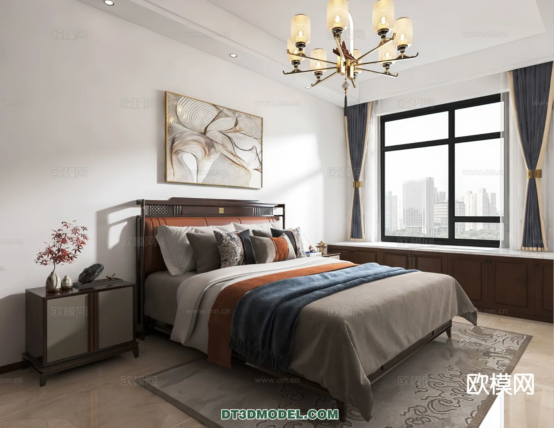 BEDROOM – CHINESE STYLE – 3D Model For Interior Design – 683