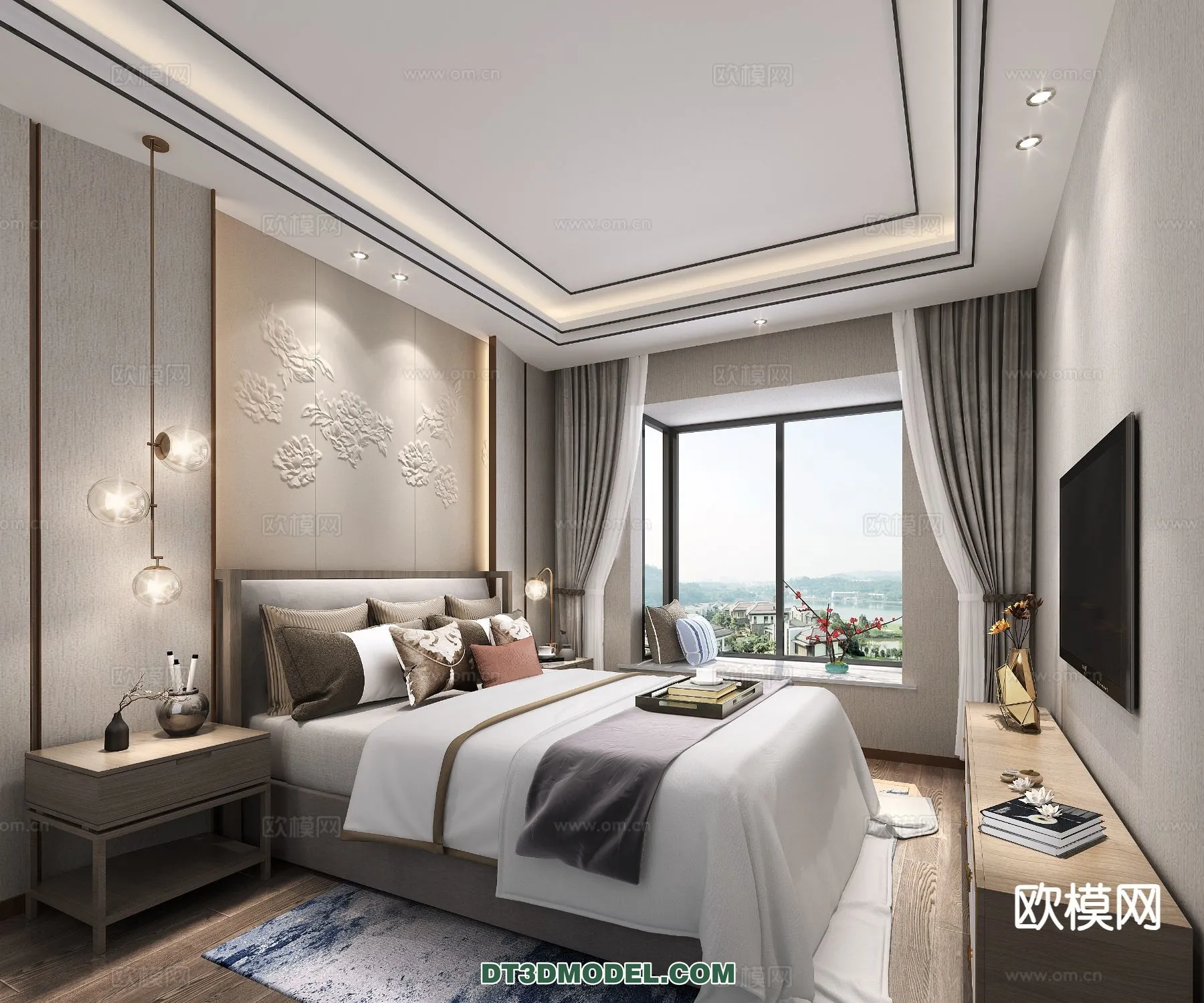 BEDROOM – CHINESE STYLE – 3D Model For Interior Design – 684