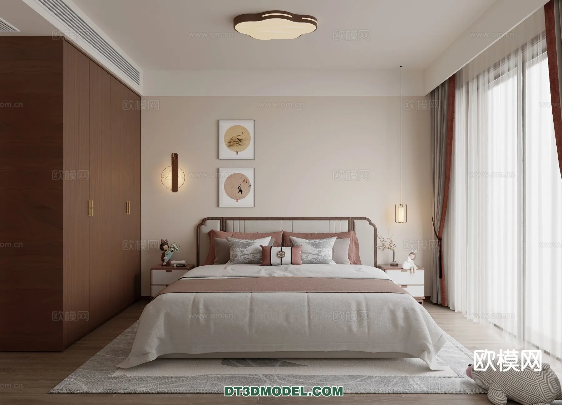 BEDROOM – CHINESE STYLE – 3D Model For Interior Design – 686