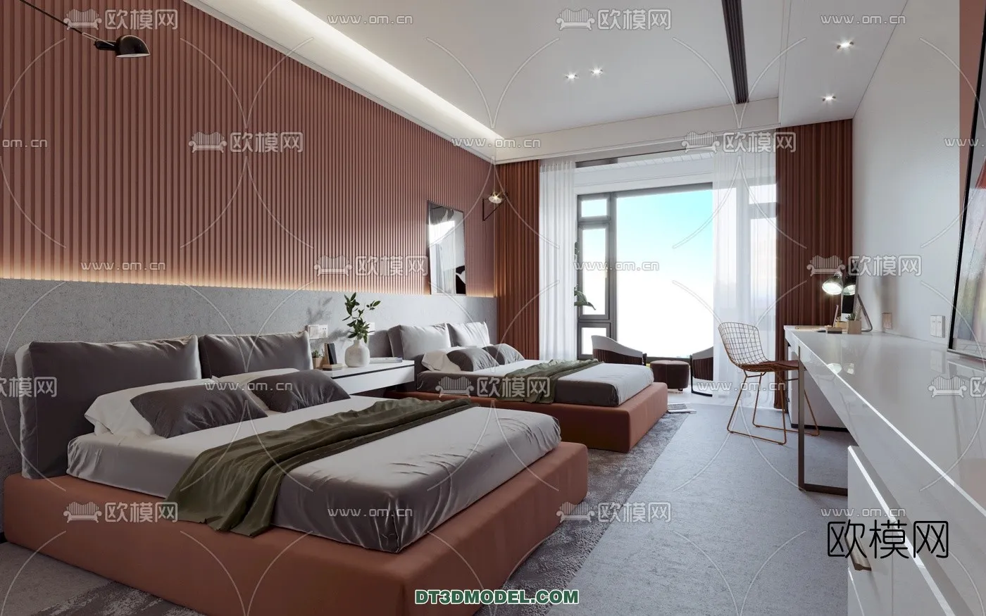 Bedroom For Hotel – 3D Scene – Interior Design – 003