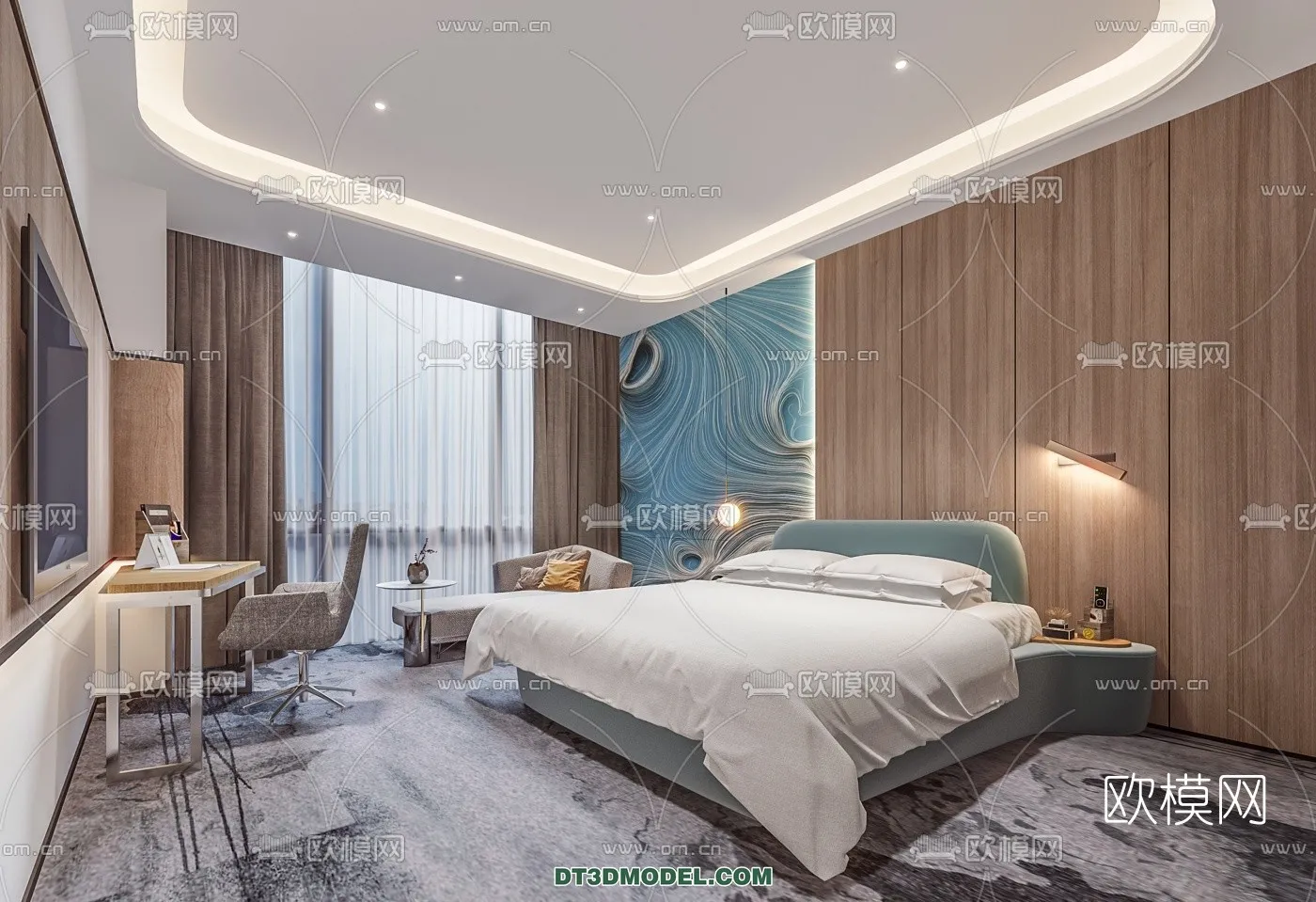 Bedroom For Hotel – 3D Scene – Interior Design – 007