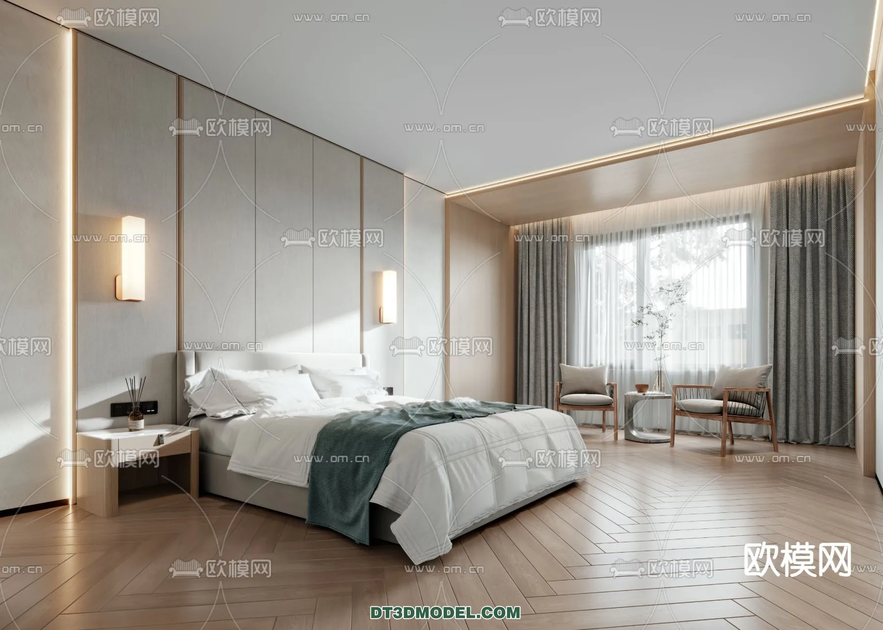 Bedroom For Hotel – 3D Scene – Interior Design – 014