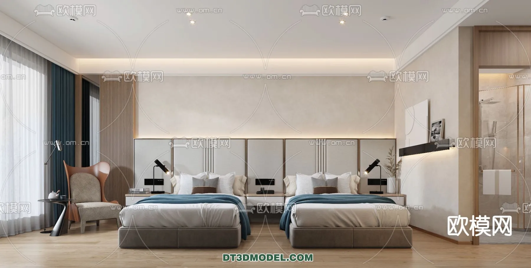 Bedroom For Hotel – 3D Scene – Interior Design – 017