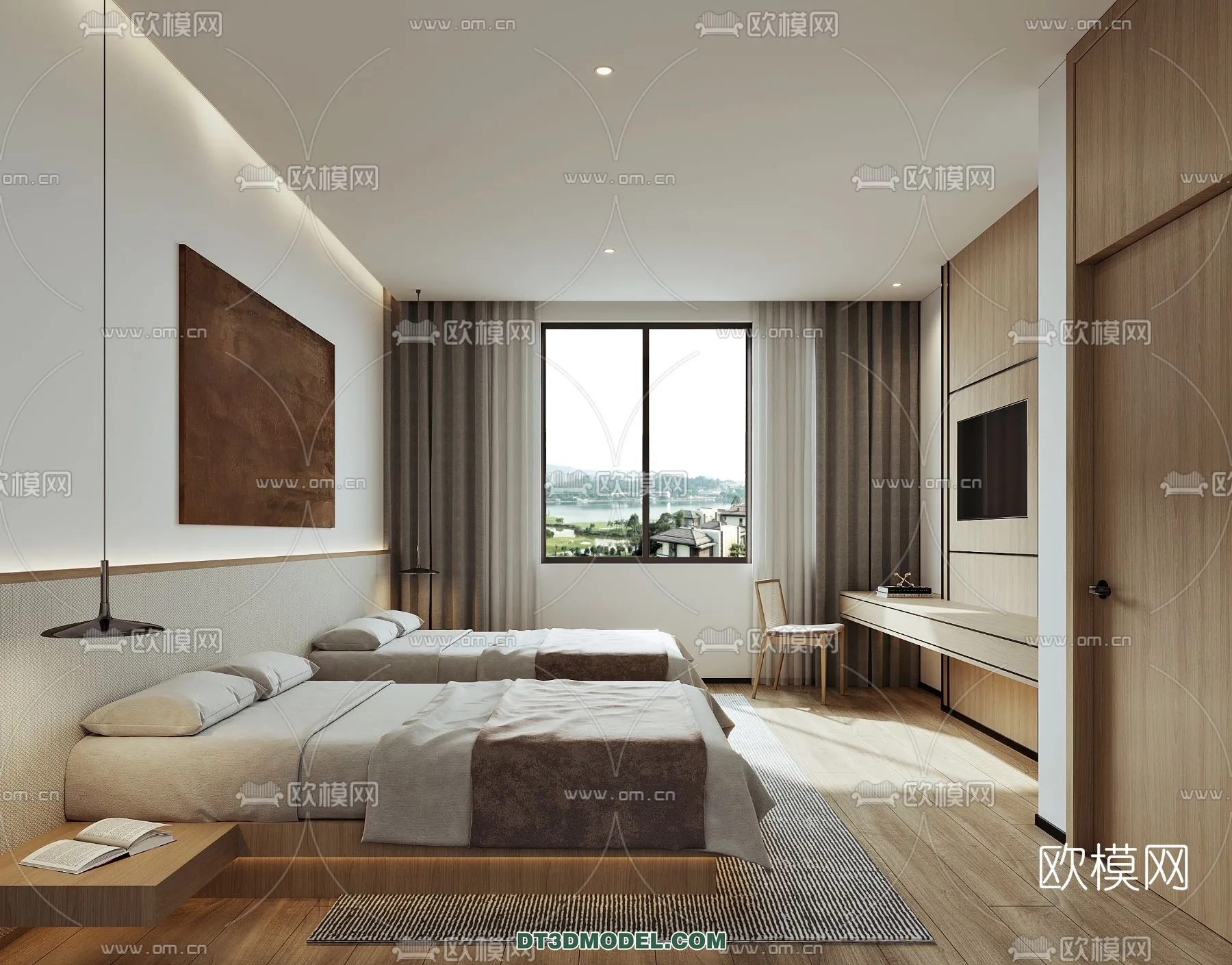 Bedroom For Hotel – 3D Scene – Interior Design – 023