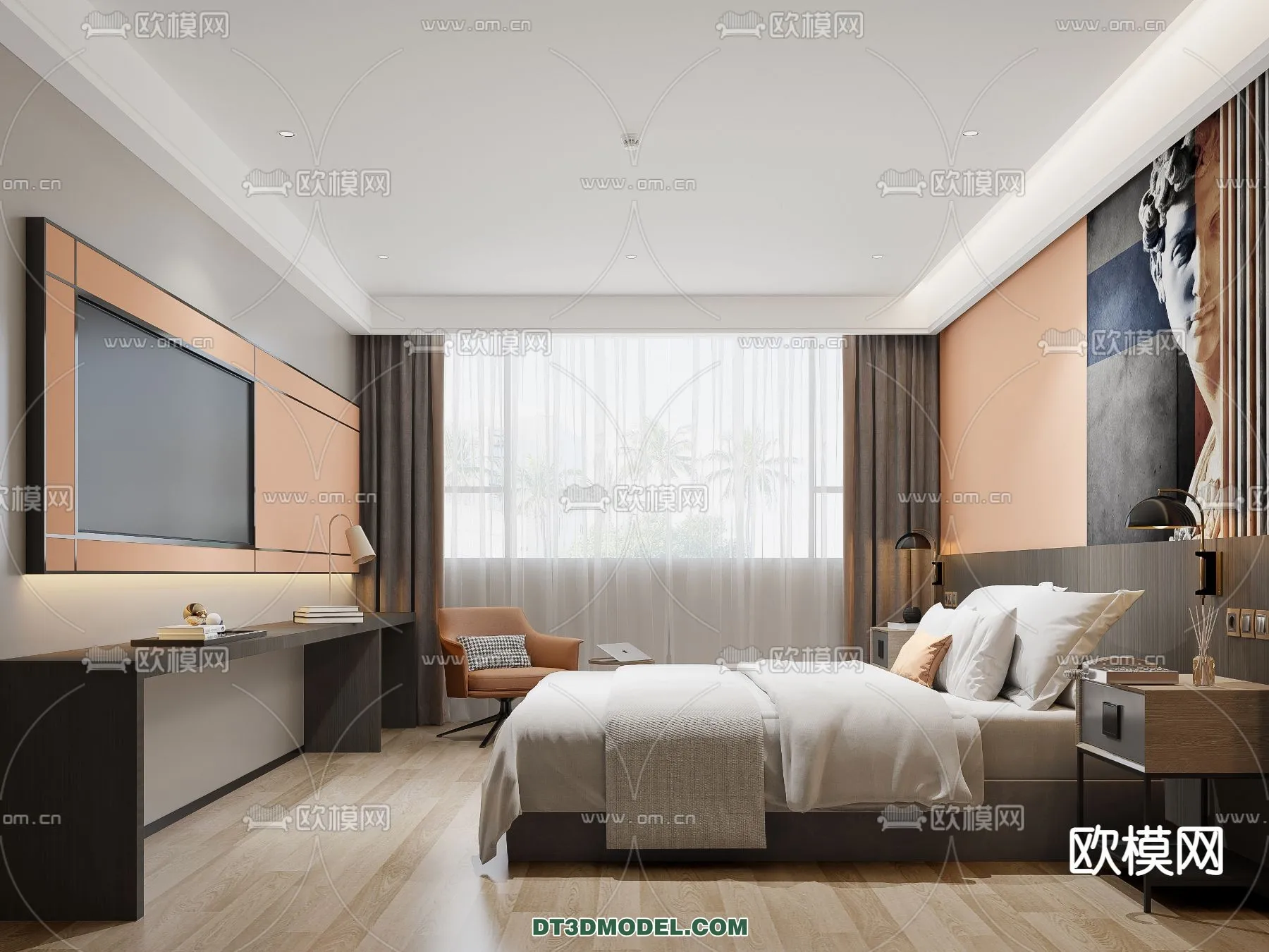 Bedroom For Hotel – 3D Scene – Interior Design – 025