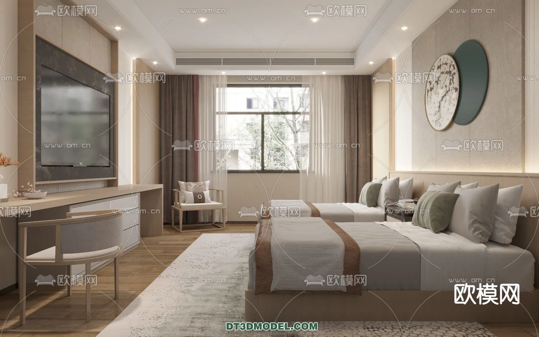 Bedroom For Hotel – 3D Scene – Interior Design – 027