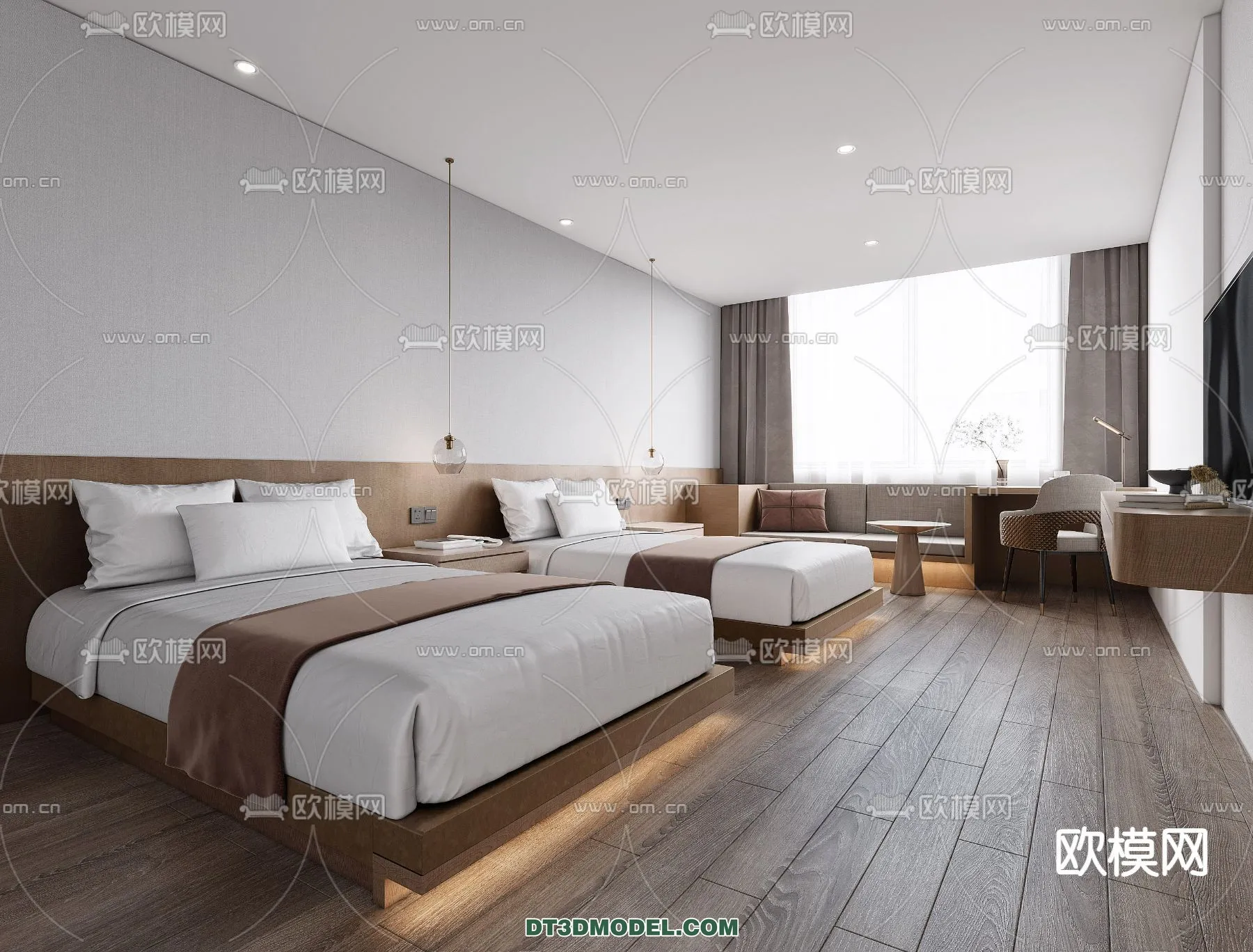 Bedroom For Hotel – 3D Scene – Interior Design – 042