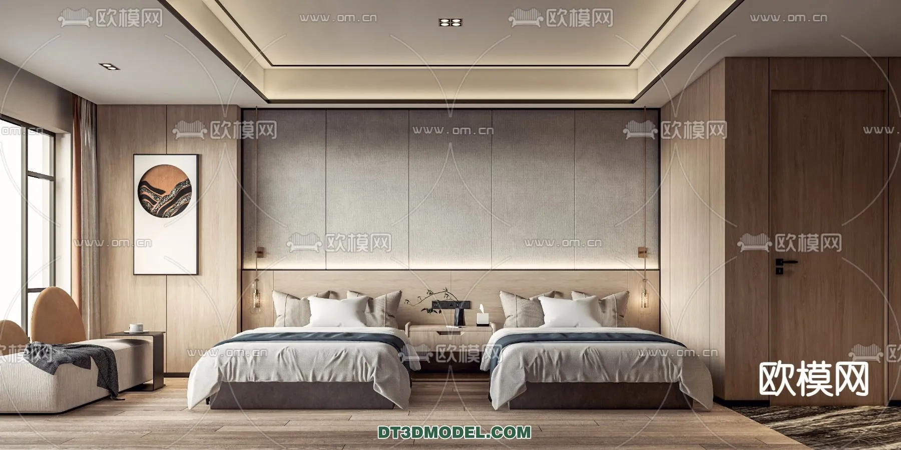 Bedroom For Hotel – 3D Scene – Interior Design – 043