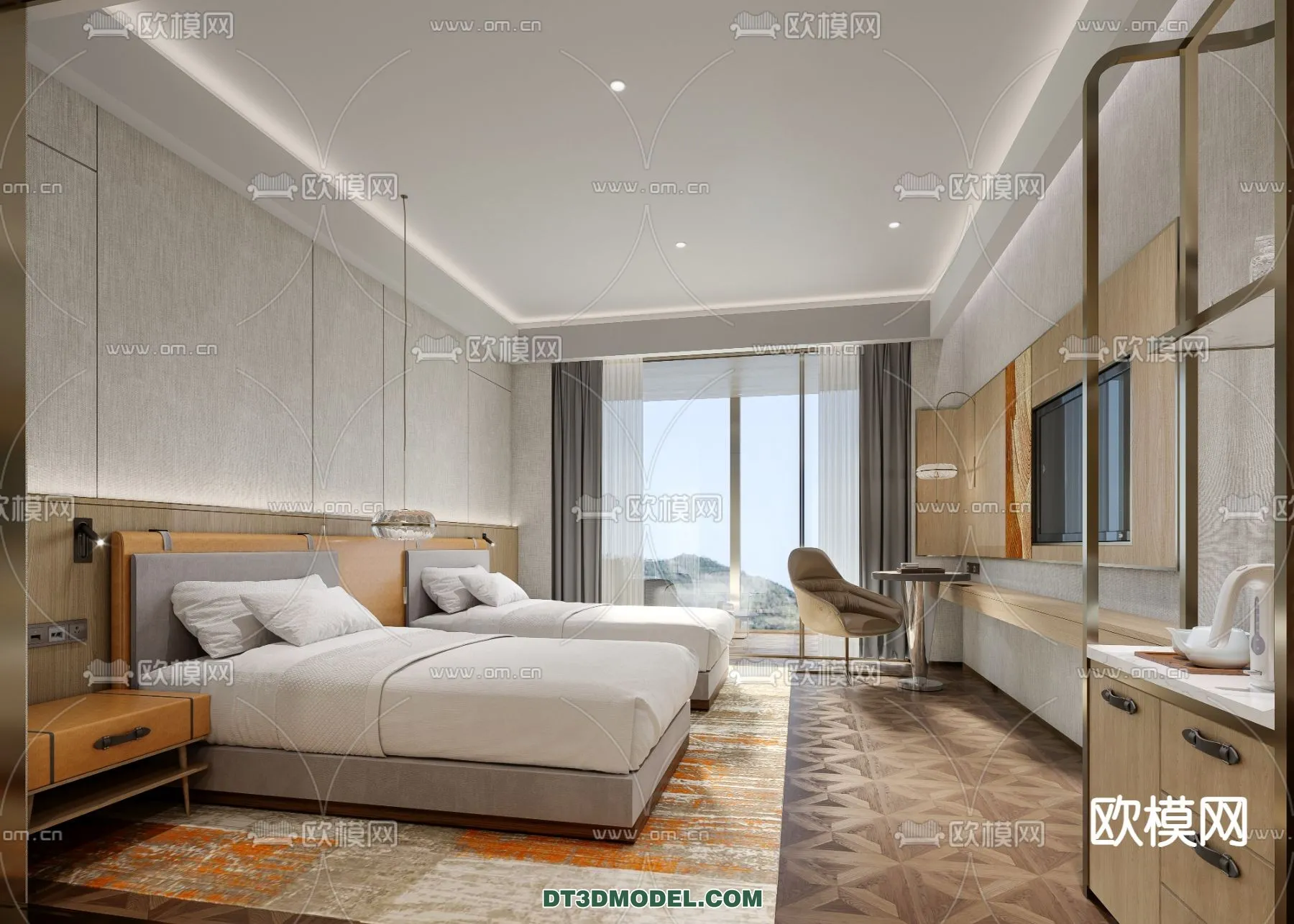 Bedroom For Hotel – 3D Scene – Interior Design – 047