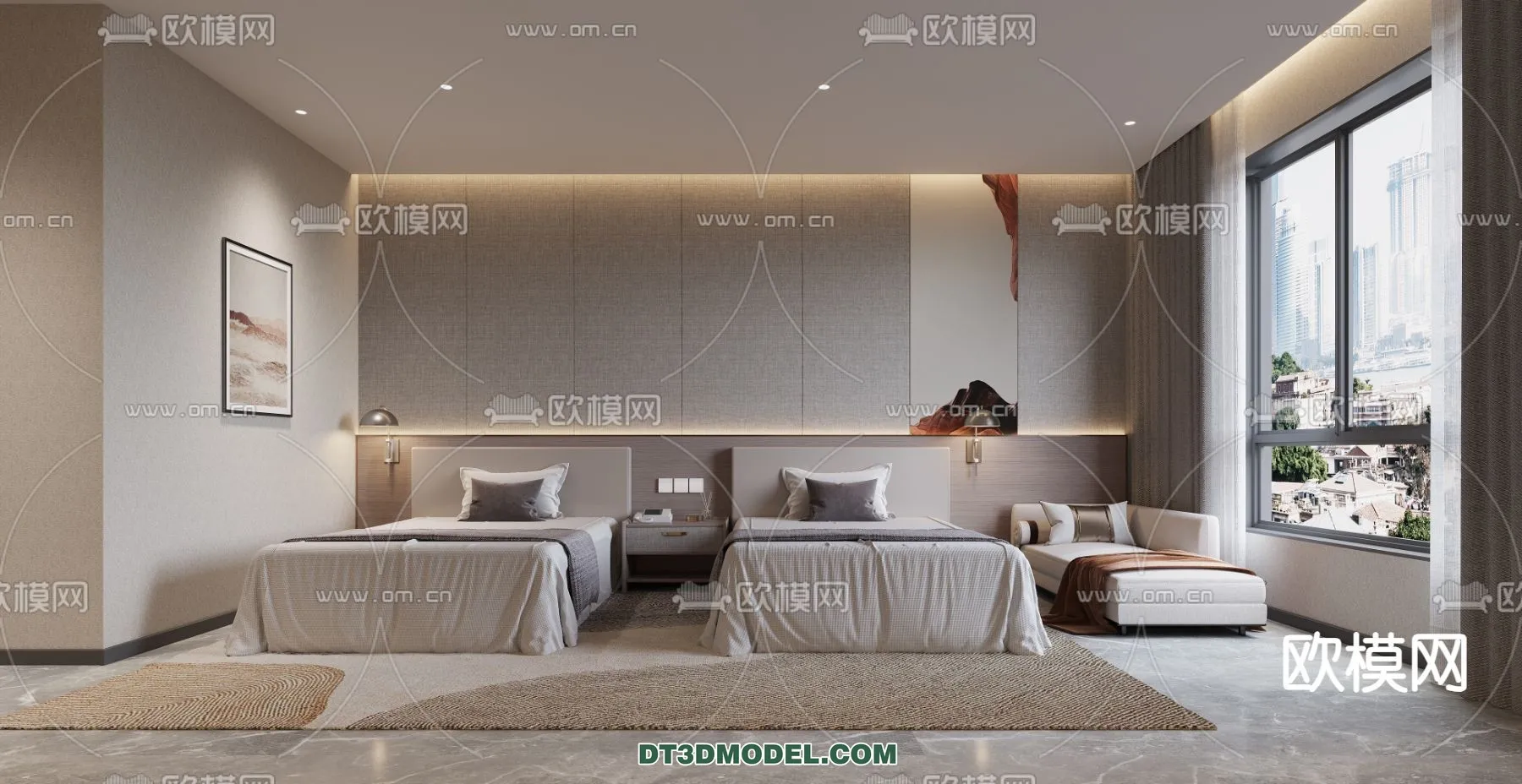 Bedroom For Hotel – 3D Scene – Interior Design – 059