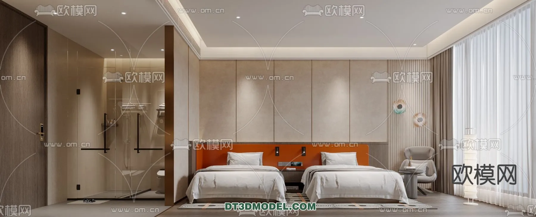 Bedroom For Hotel – 3D Scene – Interior Design – 063