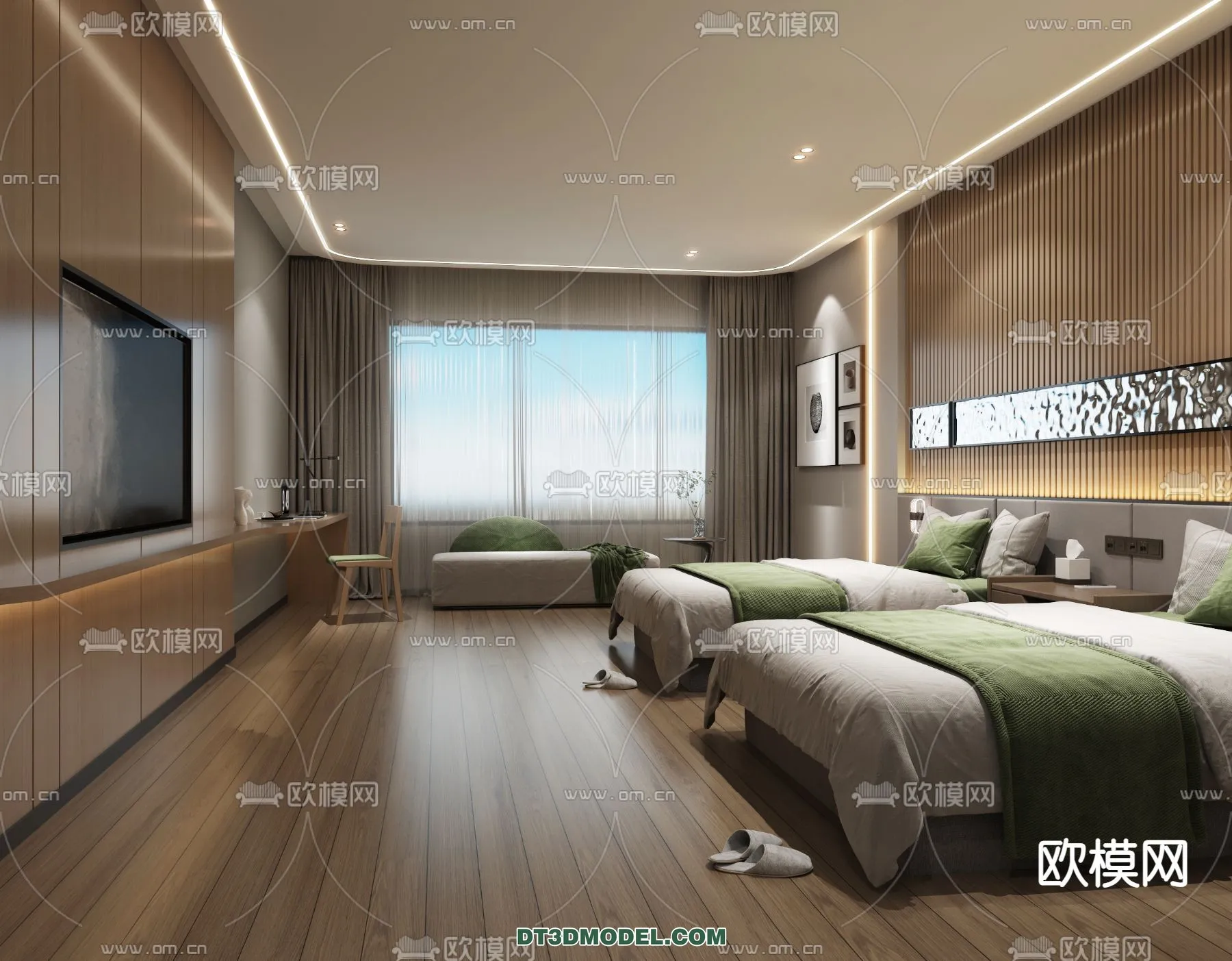 Bedroom For Hotel – 3D Scene – Interior Design – 066