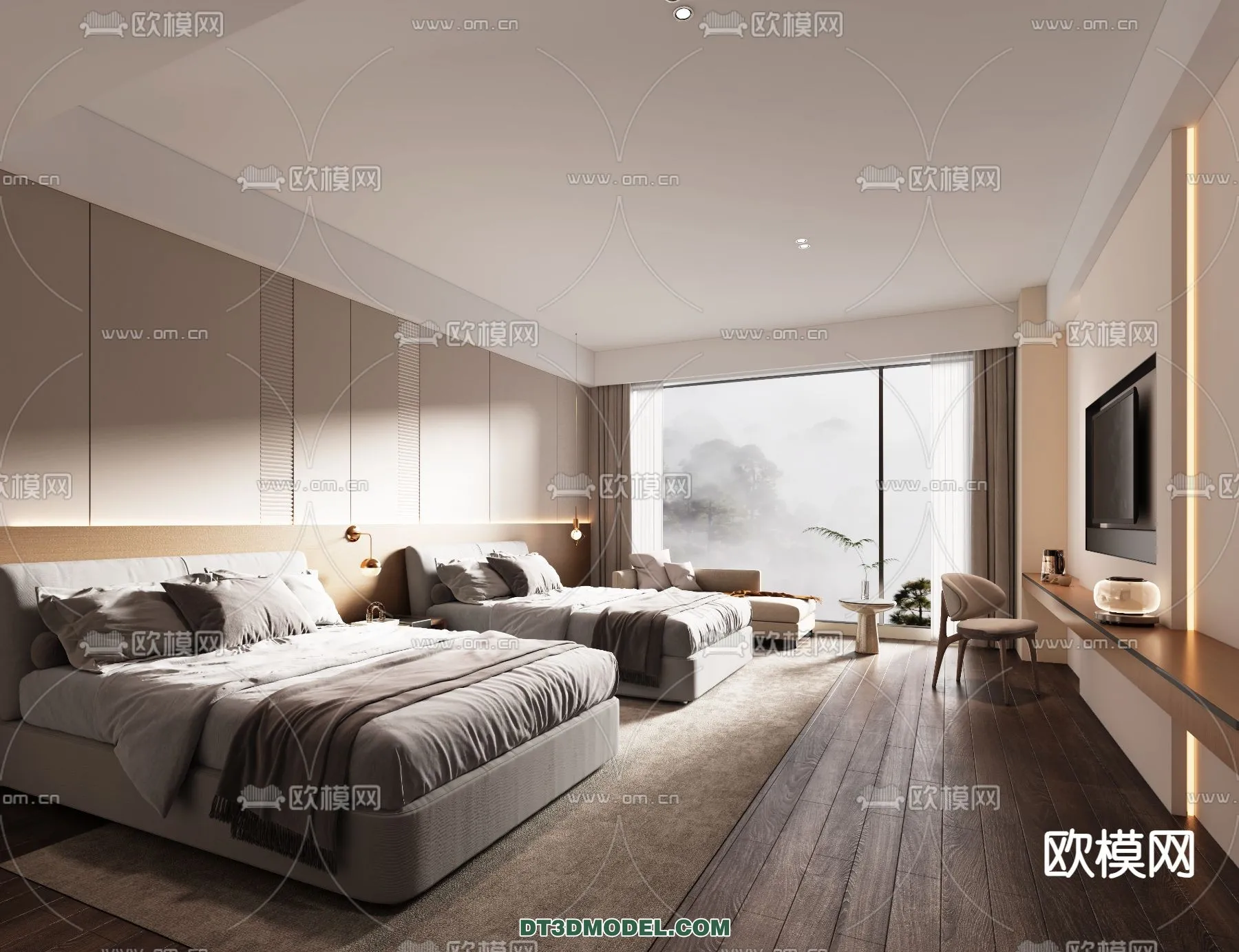 Bedroom For Hotel – 3D Scene – Interior Design – 068