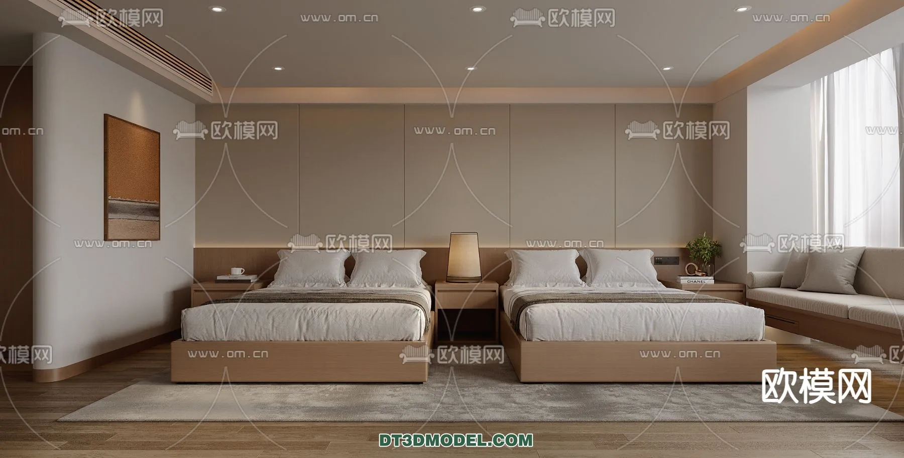 Bedroom For Hotel – 3D Scene – Interior Design – 075