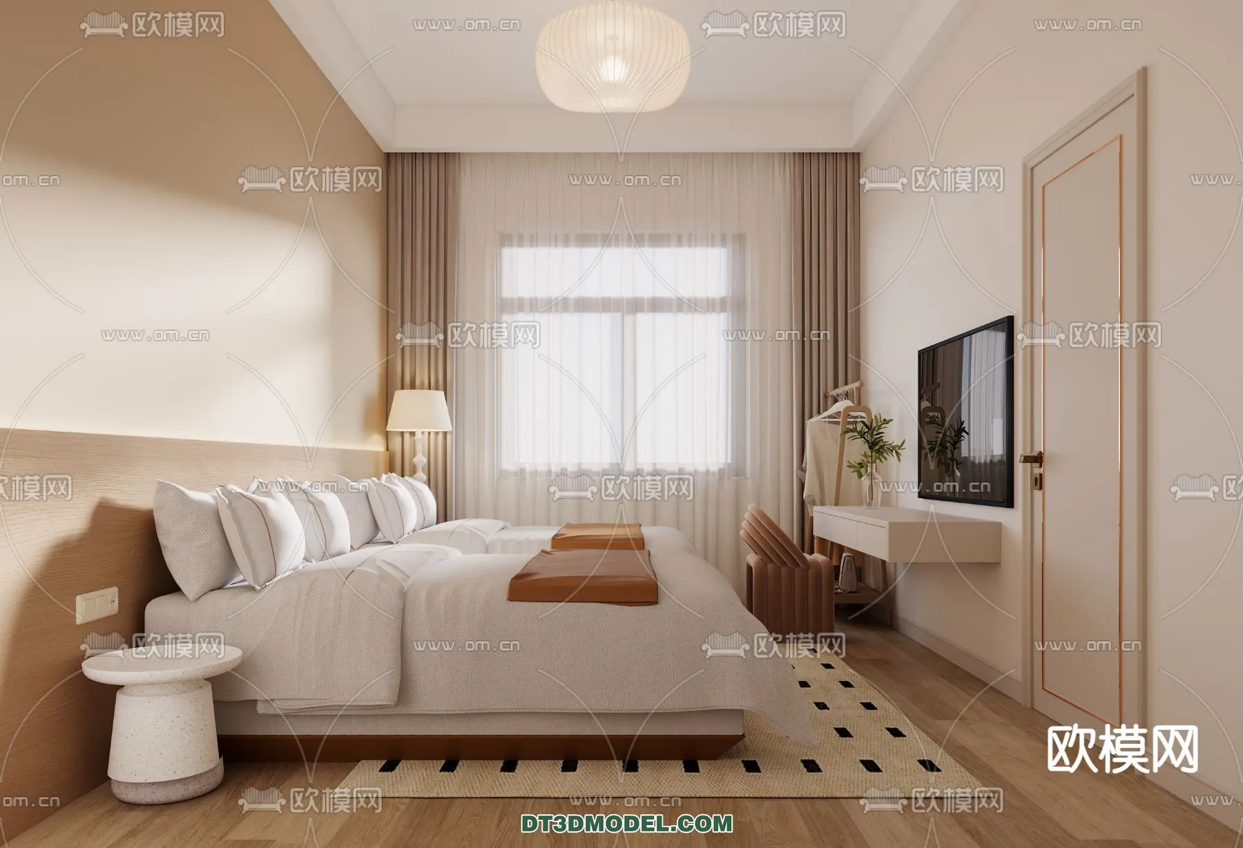 Bedroom For Hotel – 3D Scene – Interior Design – 076