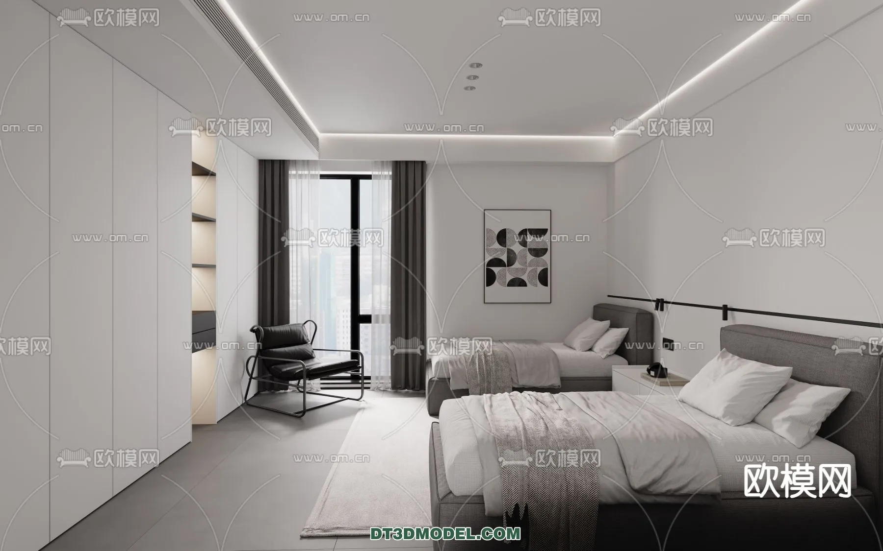 Bedroom For Hotel – 3D Scene – Interior Design – 077