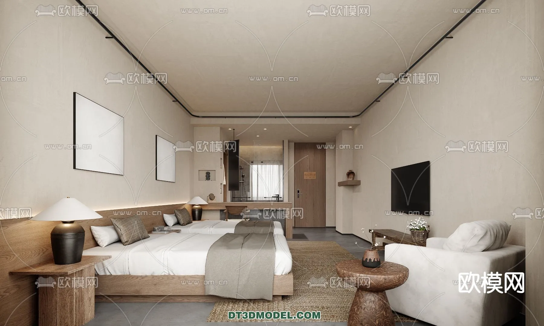 Bedroom For Hotel – 3D Scene – Interior Design – 078