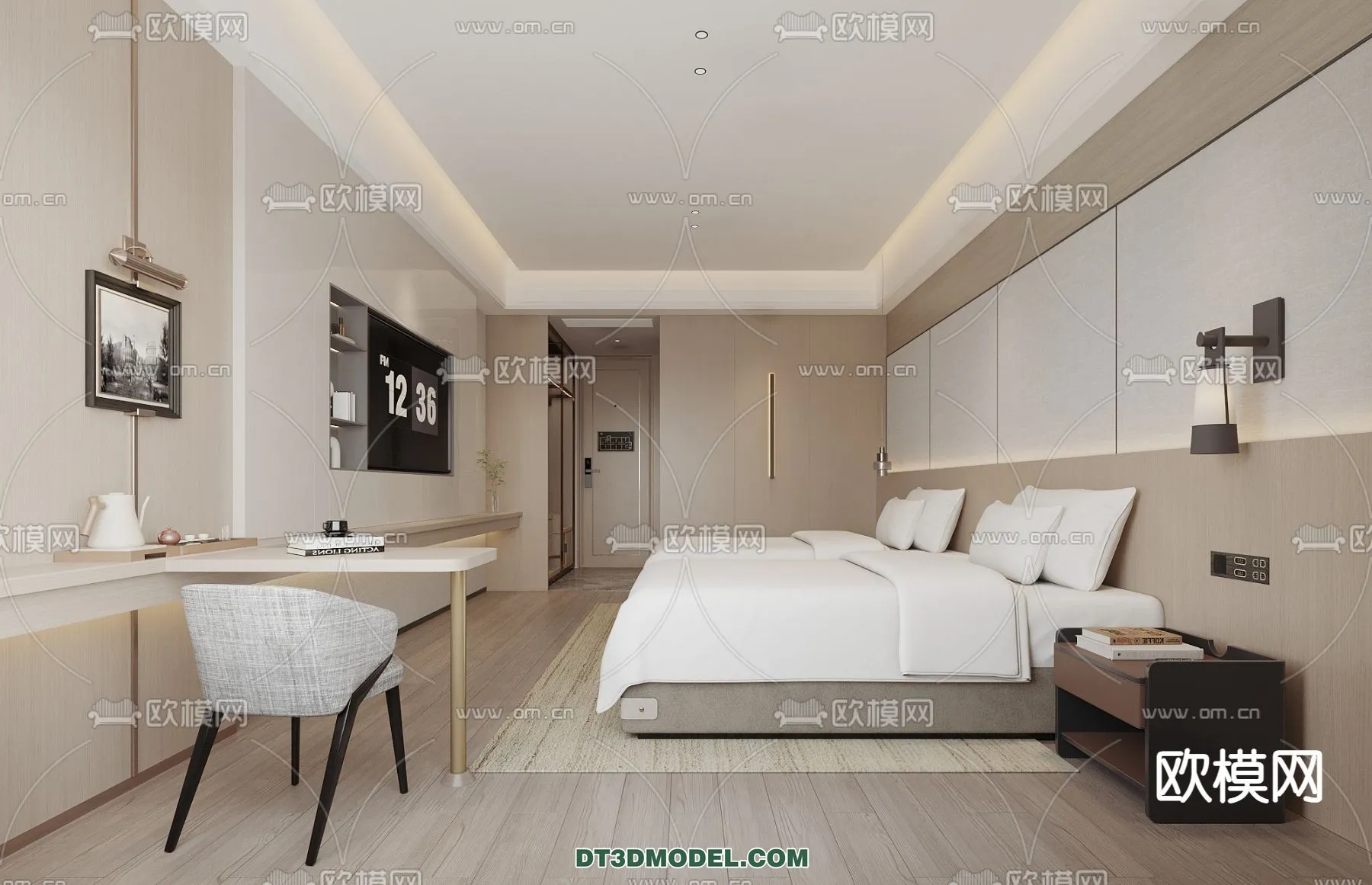 Bedroom For Hotel – 3D Scene – Interior Design – 080