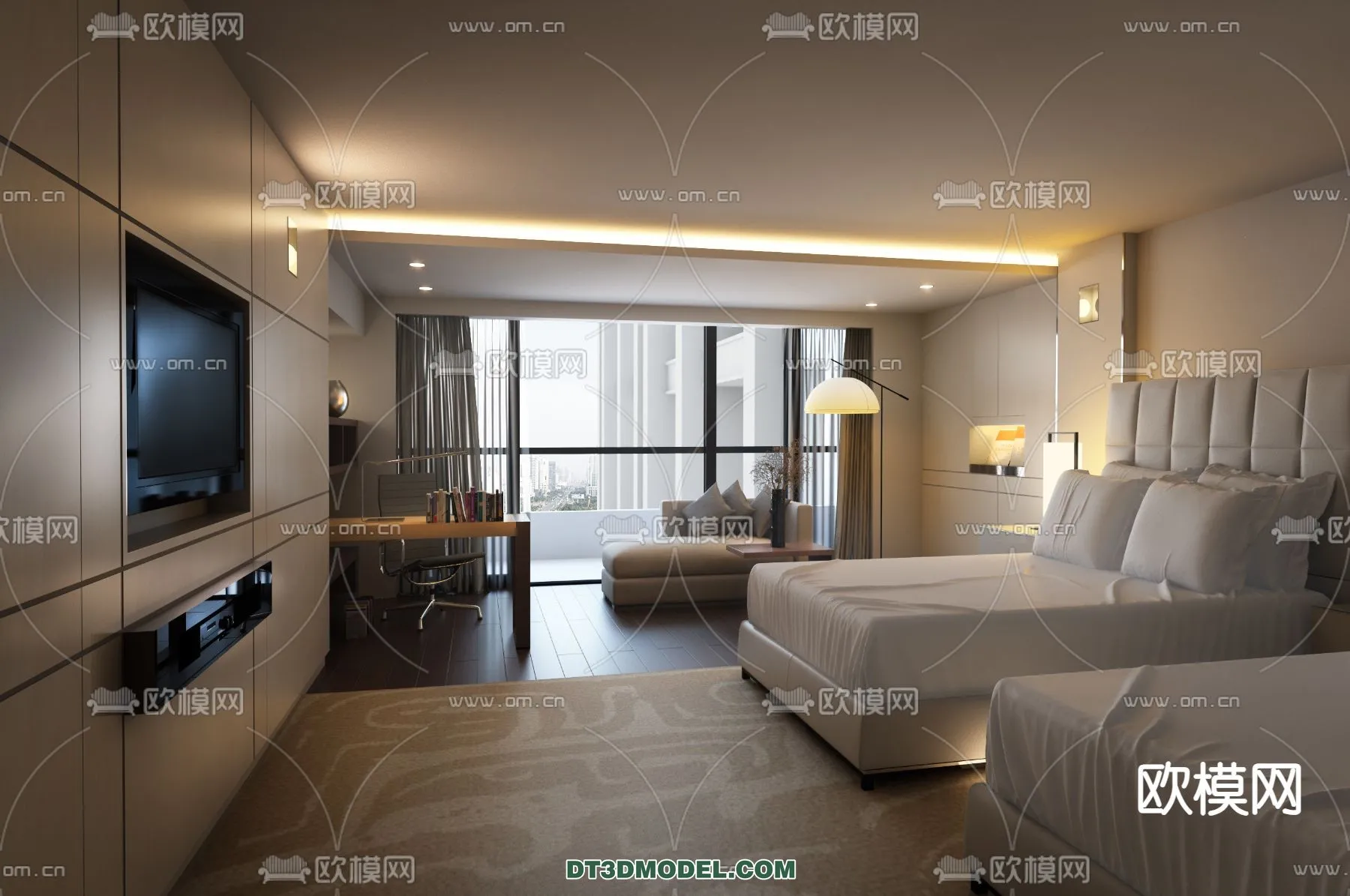 Bedroom For Hotel – 3D Scene – Interior Design – 085