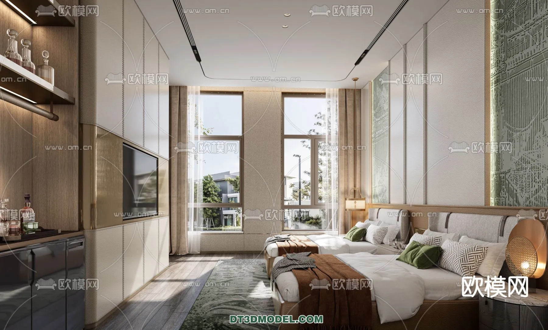 Bedroom For Hotel – 3D Scene – Interior Design – 086