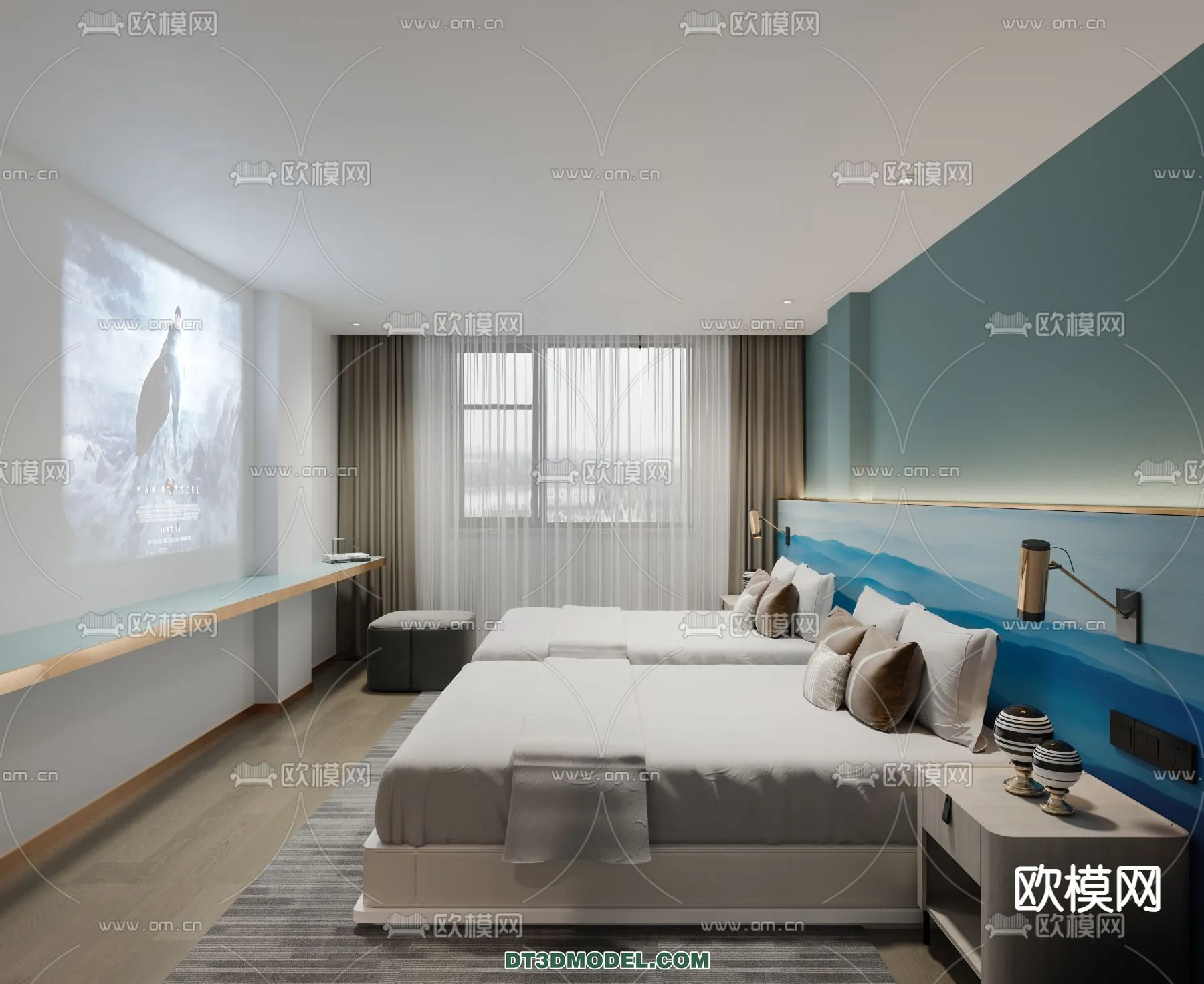 Bedroom For Hotel – 3D Scene – Interior Design – 088