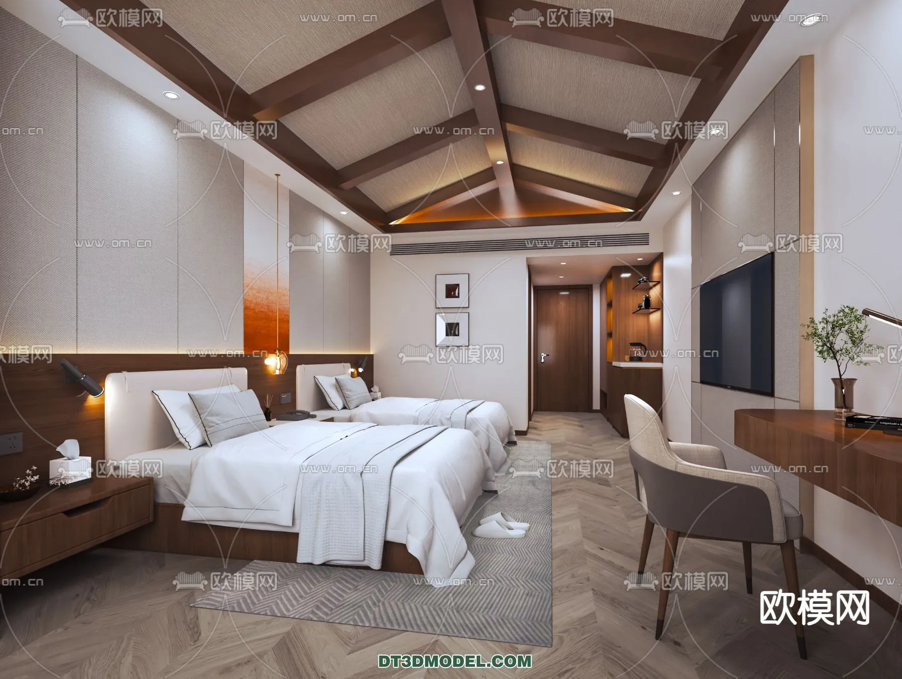 Bedroom For Hotel – 3D Scene – Interior Design – 089