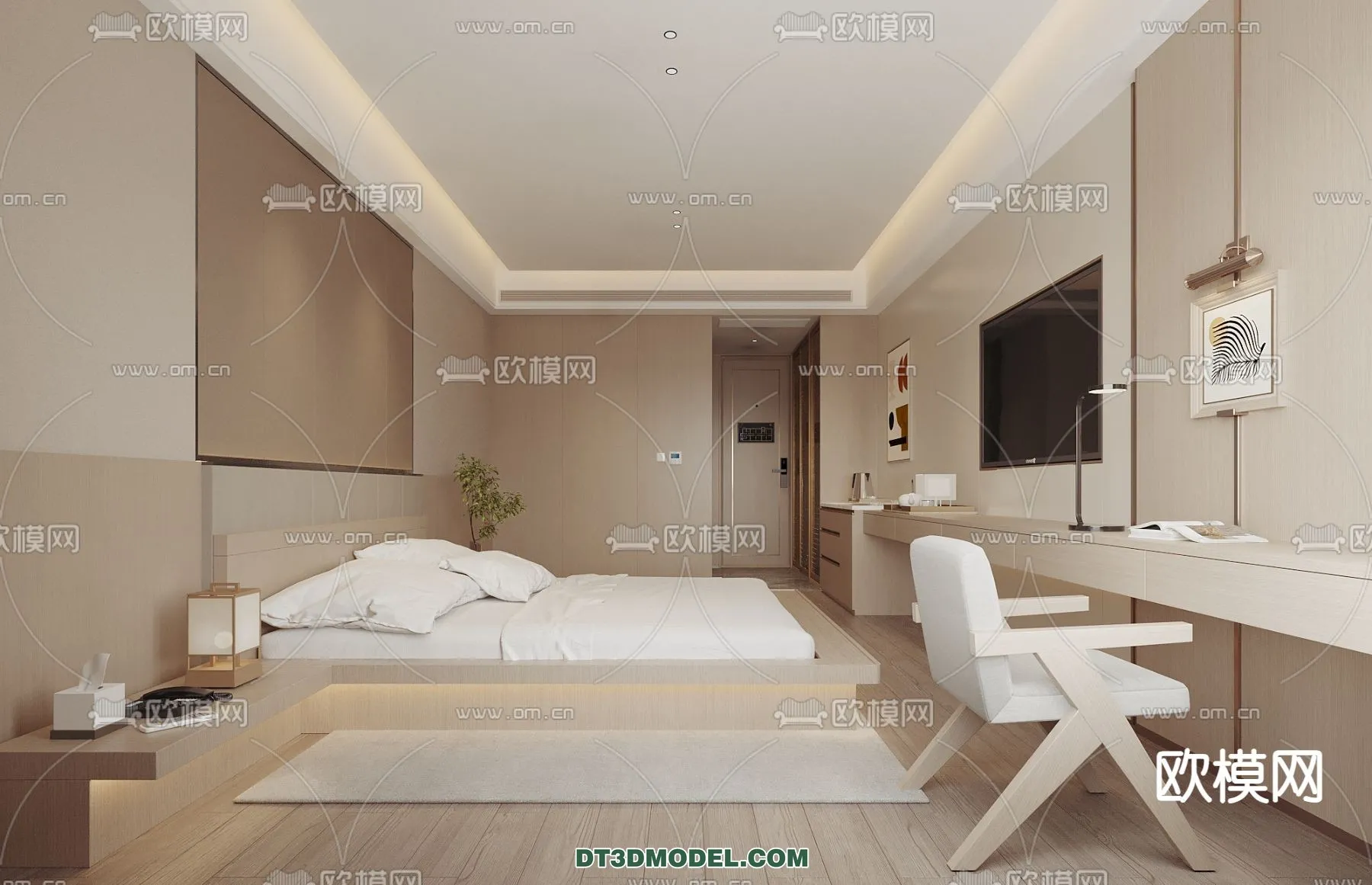 Bedroom For Hotel – 3D Scene – Interior Design – 091