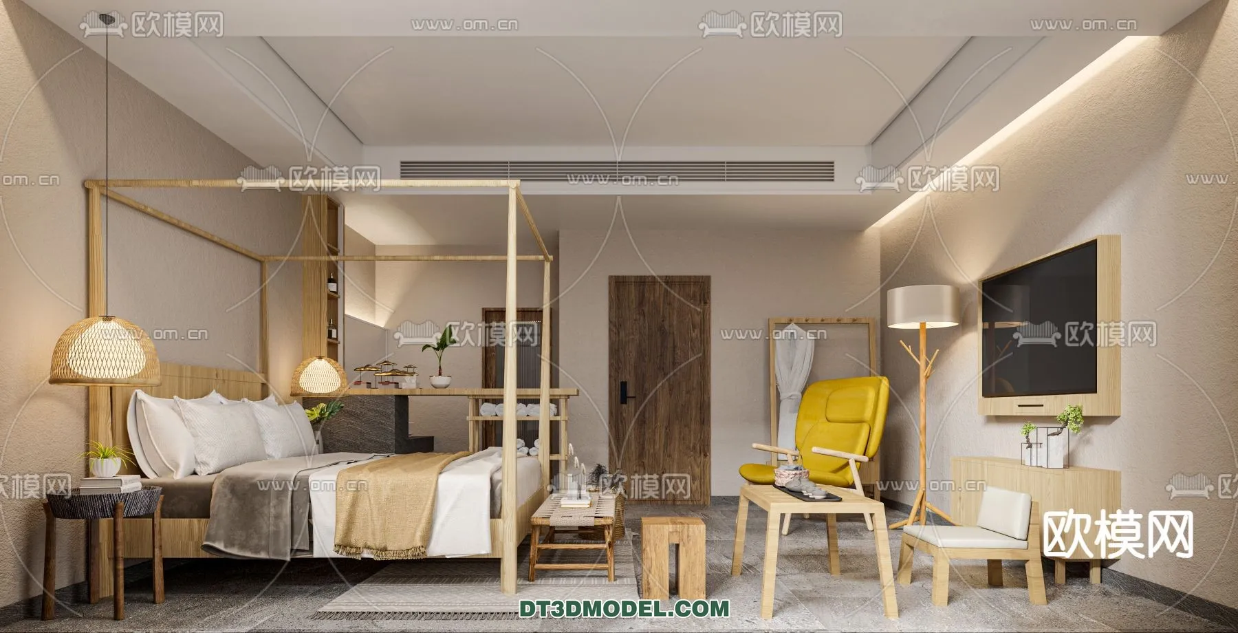 Bedroom For Hotel – 3D Scene – Interior Design – 093