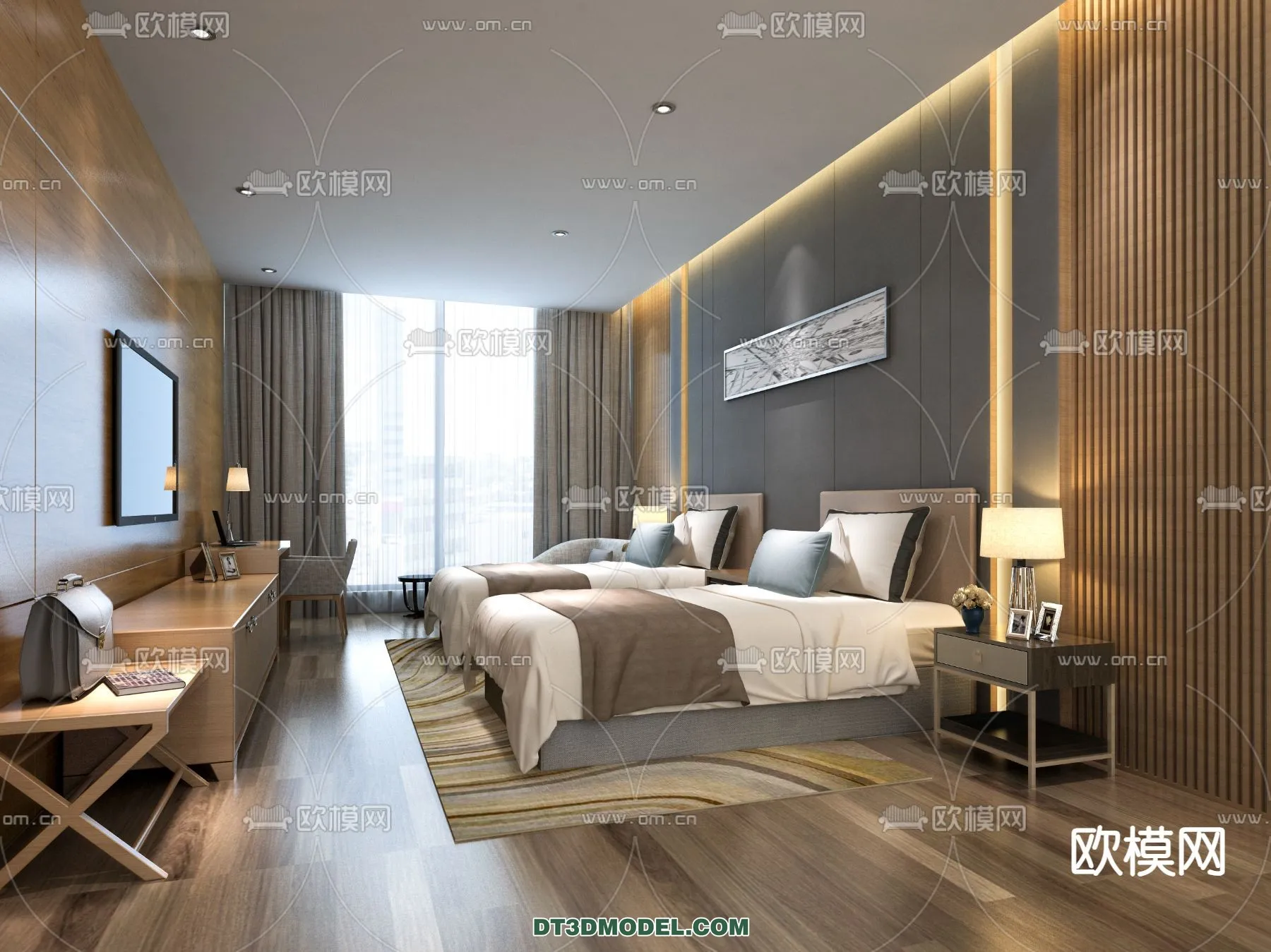 Bedroom For Hotel – 3D Scene – Interior Design – 094