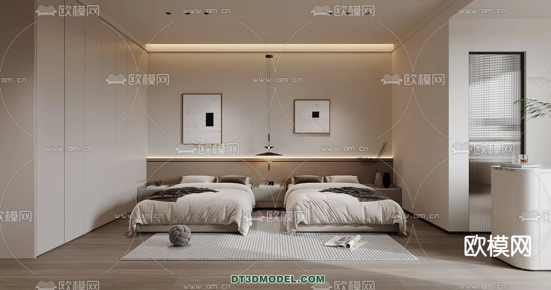 Bedroom For Hotel – 3D Scene – Interior Design – 100