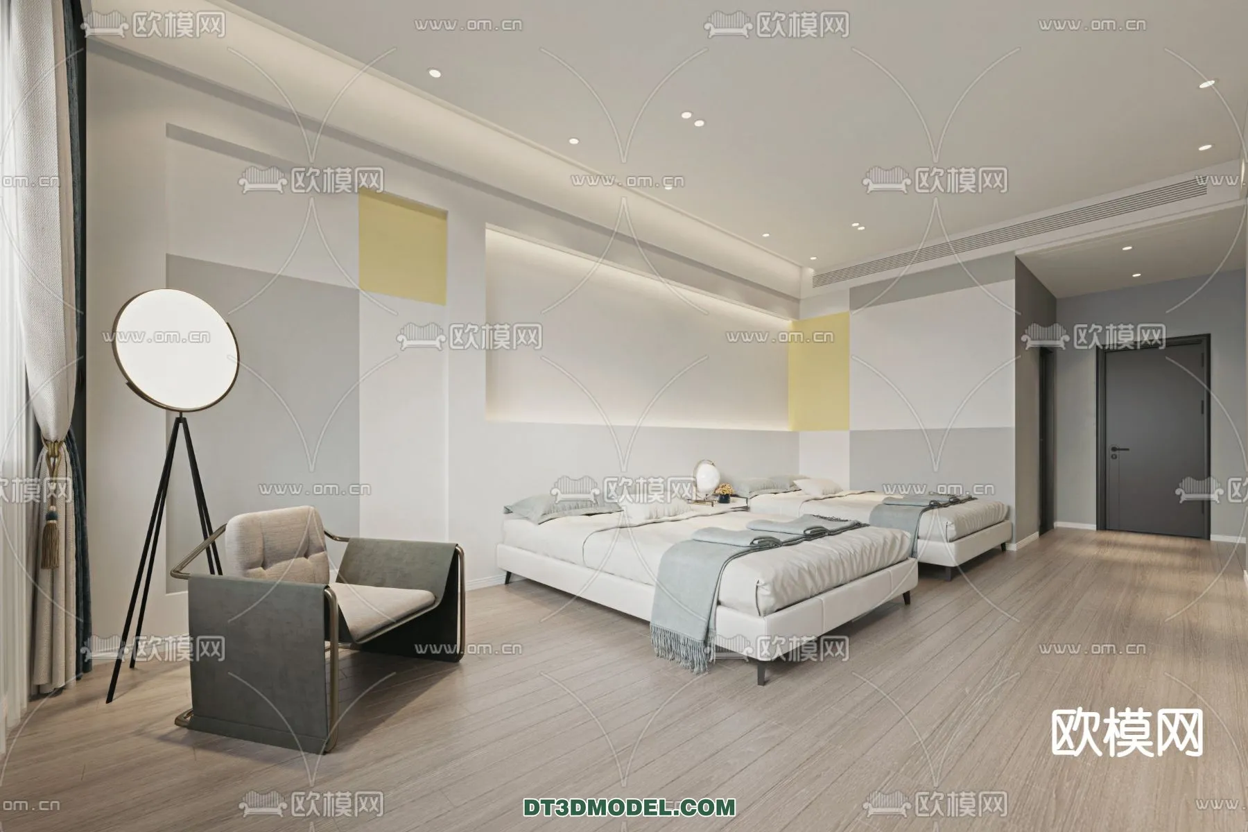 Bedroom For Hotel – 3D Scene – Interior Design – 110