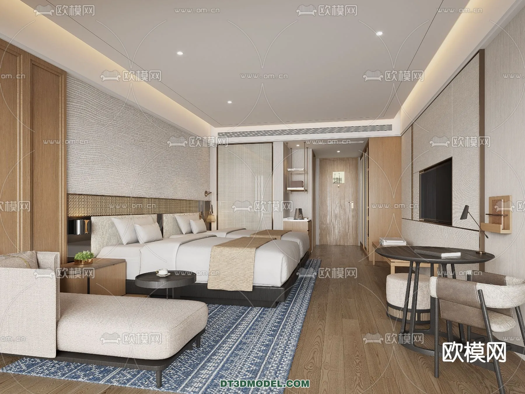 Bedroom For Hotel – 3D Scene – Interior Design – 114