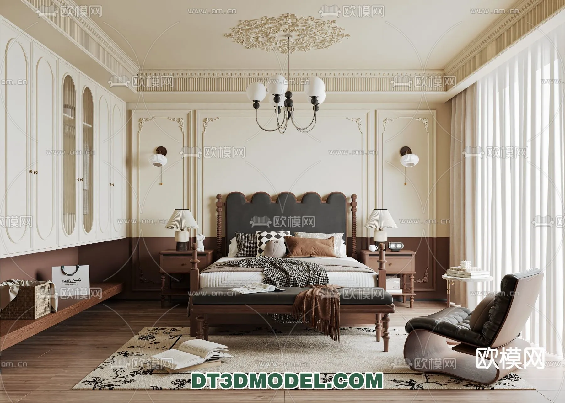 Bedroom – France Style – Interior 3D Scene – 005