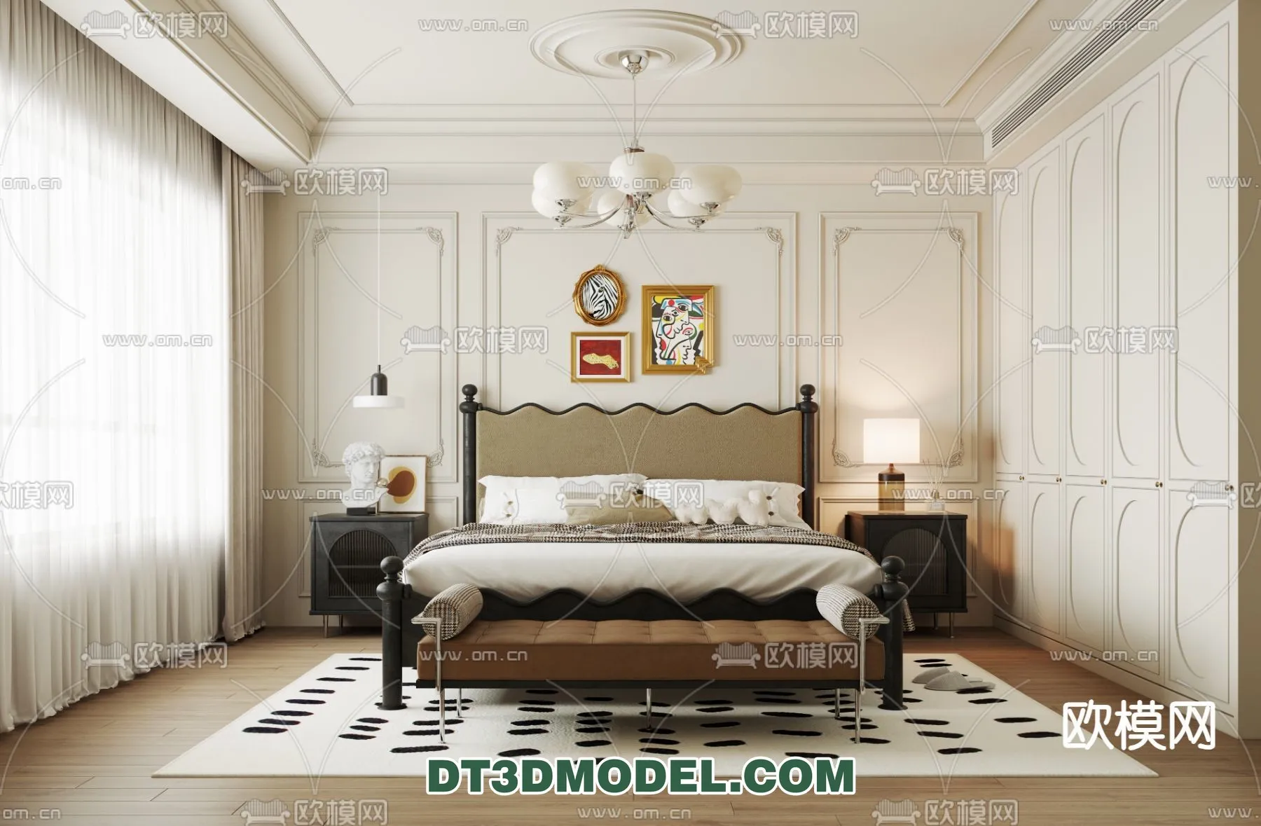 Bedroom – France Style – Interior 3D Scene – 007