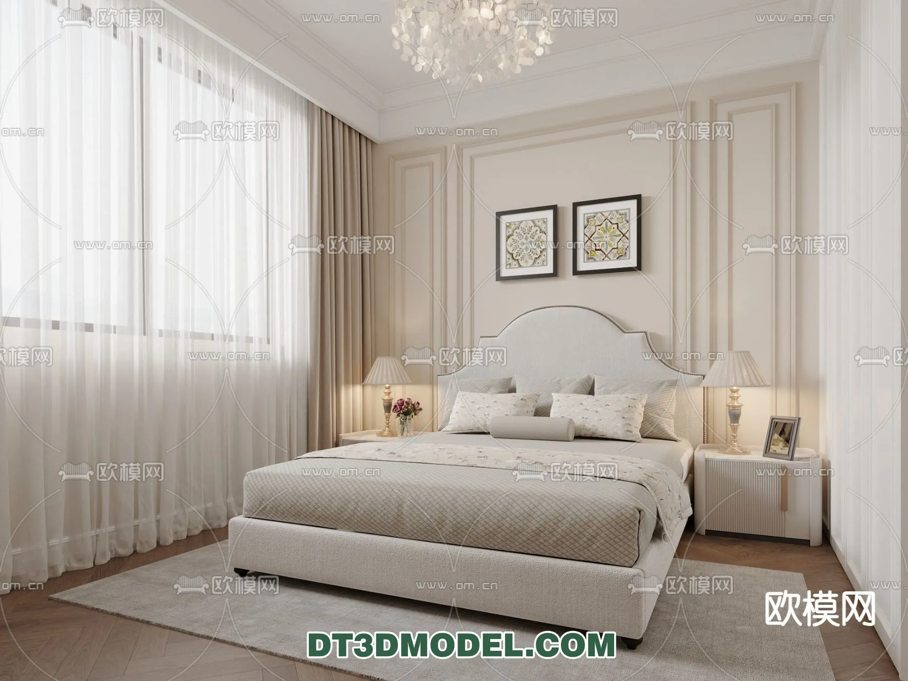 Bedroom – France Style – Interior 3D Scene – 009