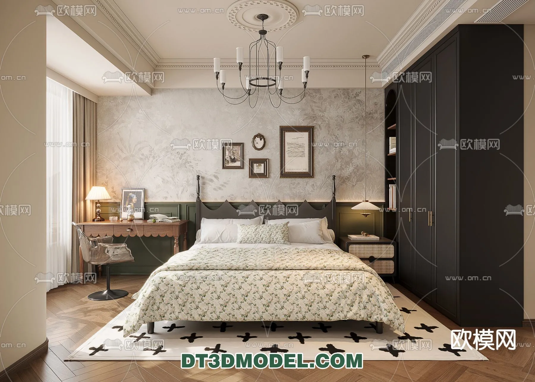 Bedroom – France Style – Interior 3D Scene – 010