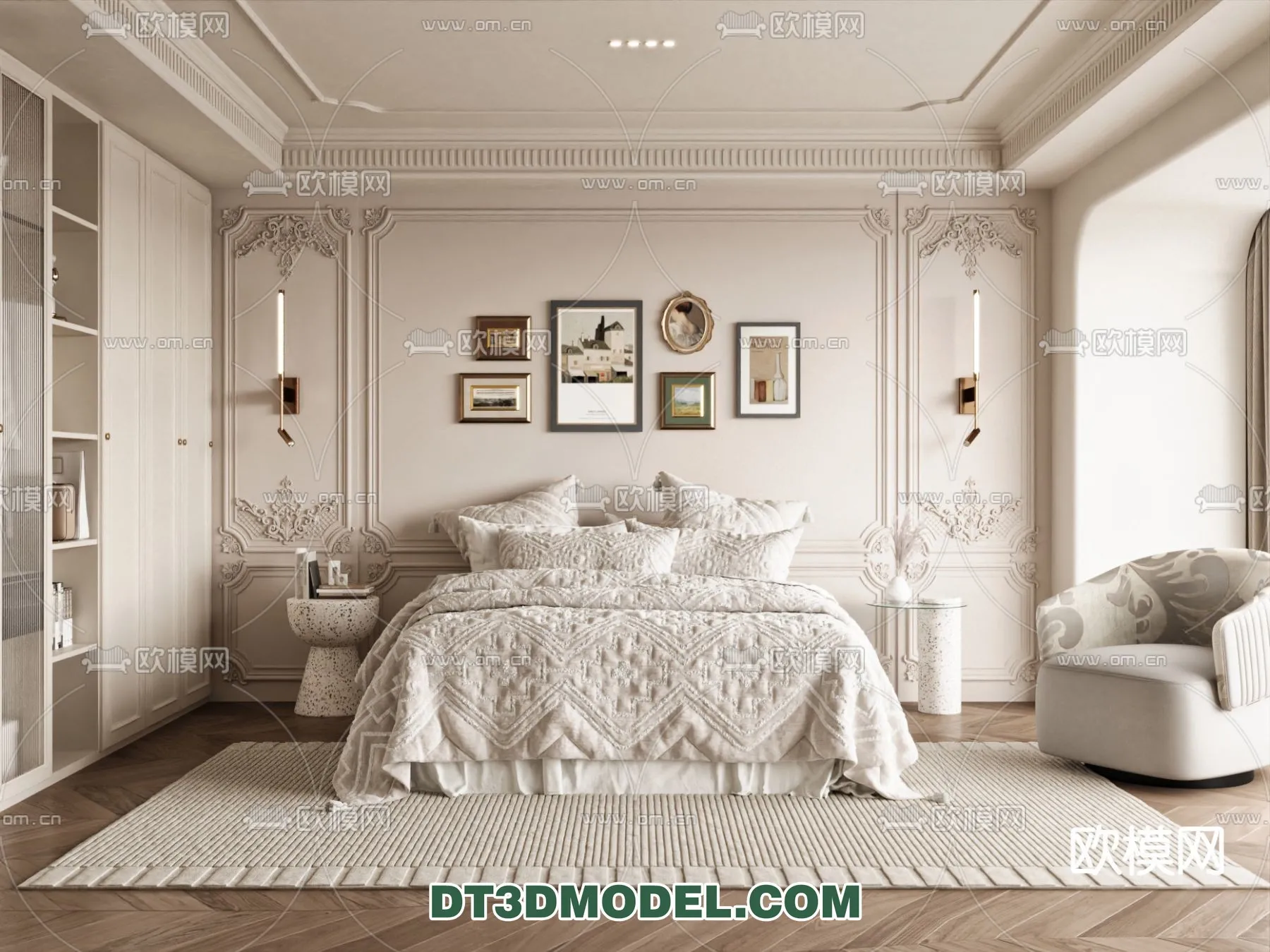 Bedroom – France Style – Interior 3D Scene – 011