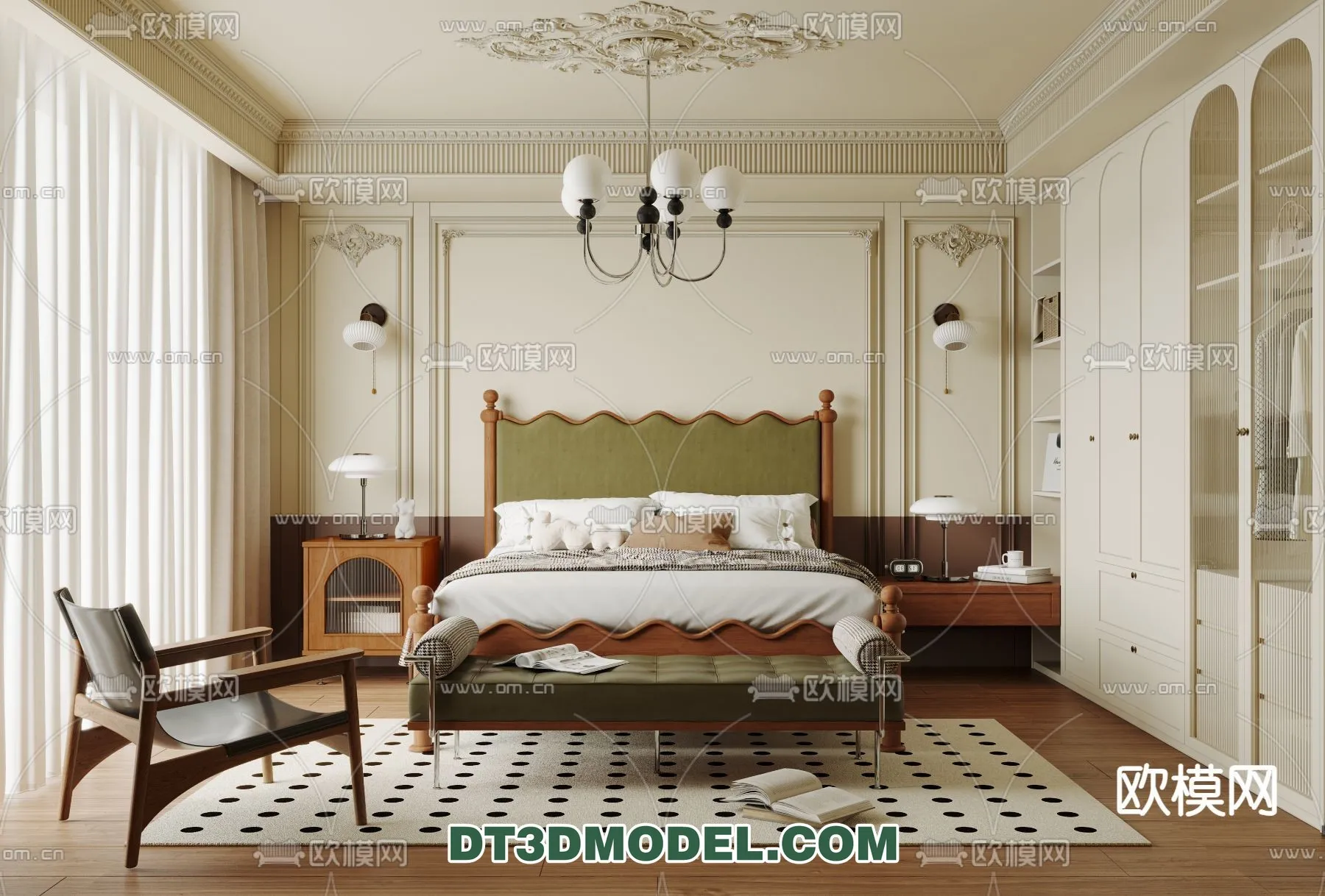 Bedroom – France Style – Interior 3D Scene – 013