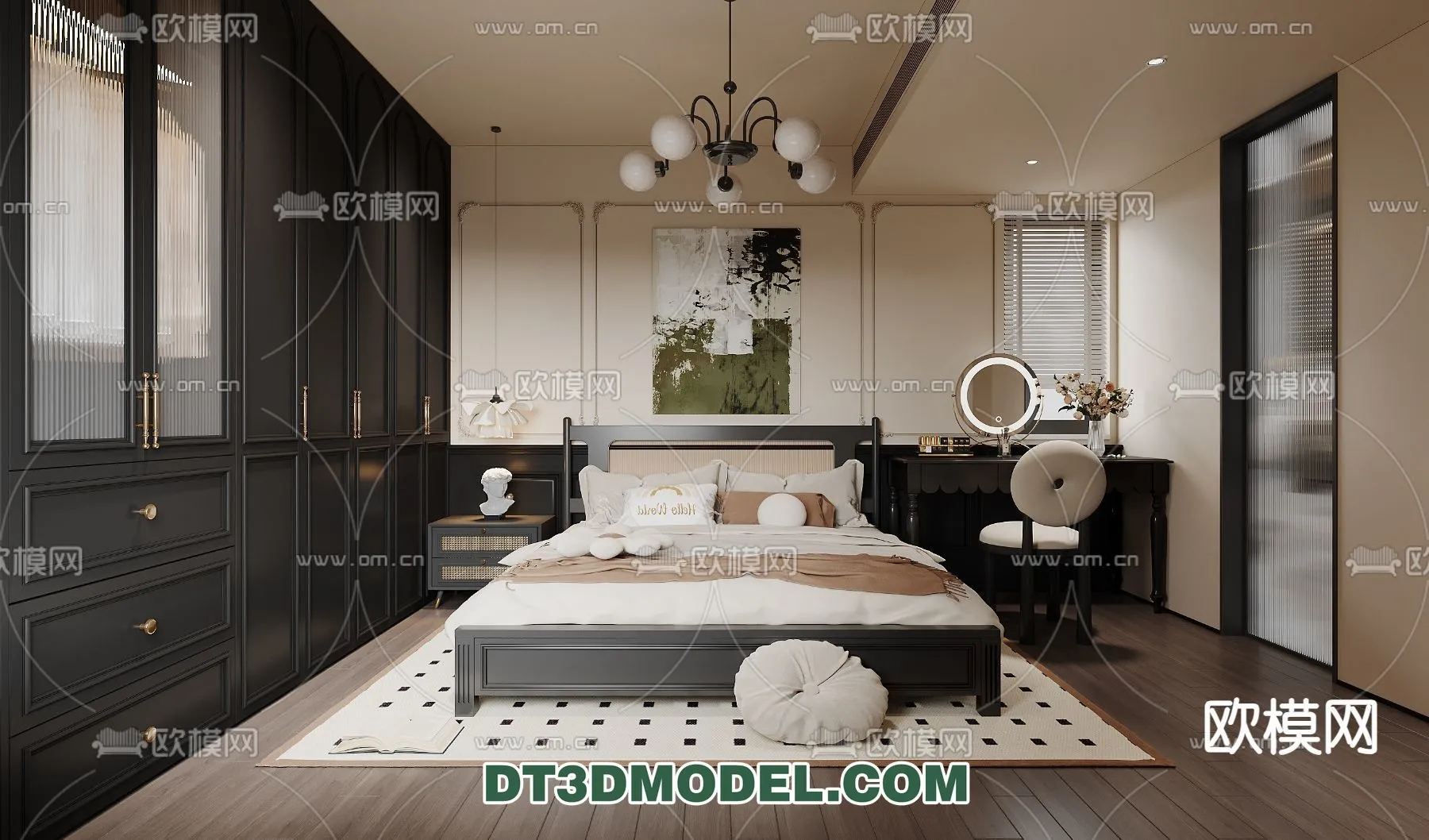 Bedroom – France Style – Interior 3D Scene – 014