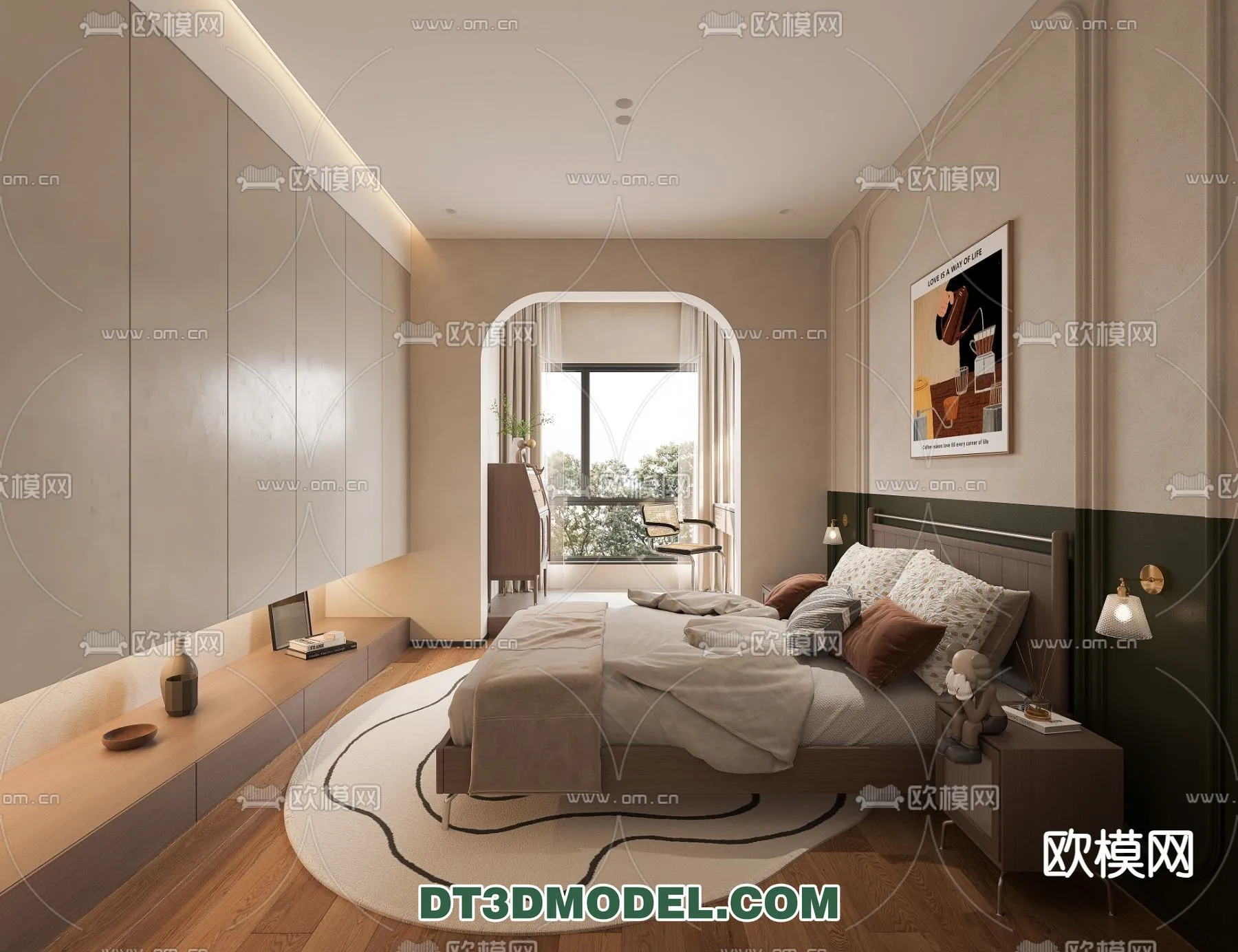 Bedroom – France Style – Interior 3D Scene – 016