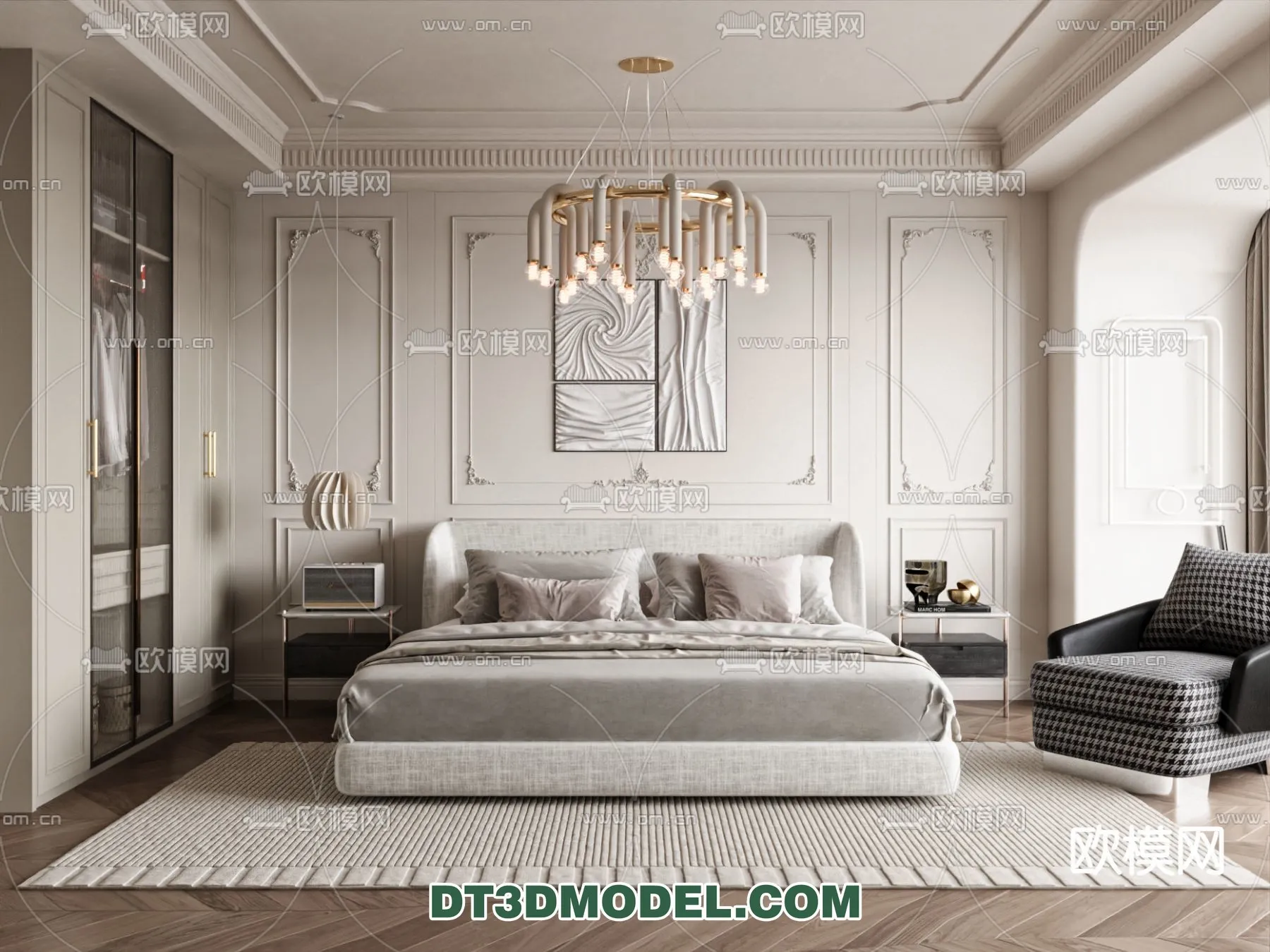 Bedroom – France Style – Interior 3D Scene – 017