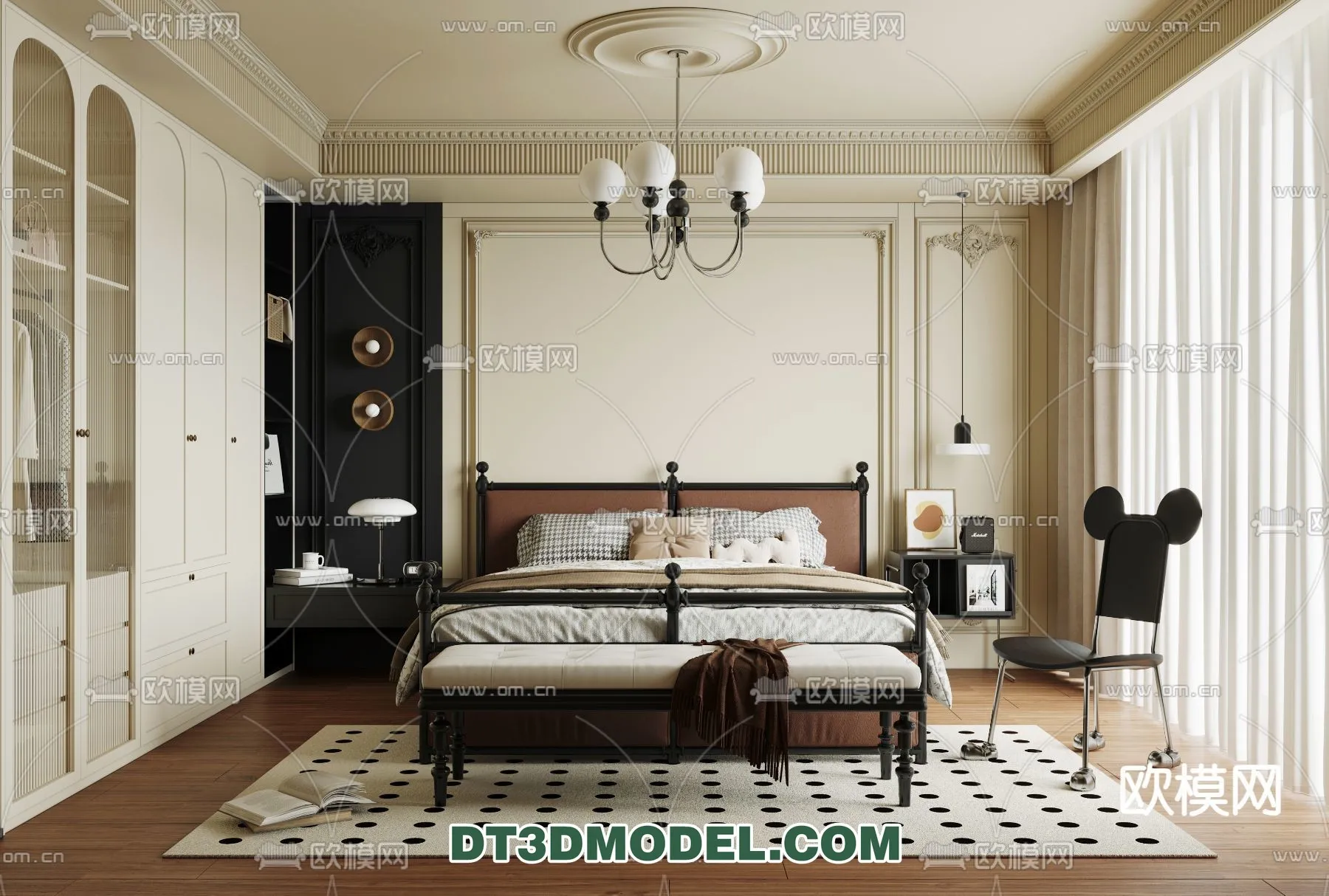 Bedroom – France Style – Interior 3D Scene – 021