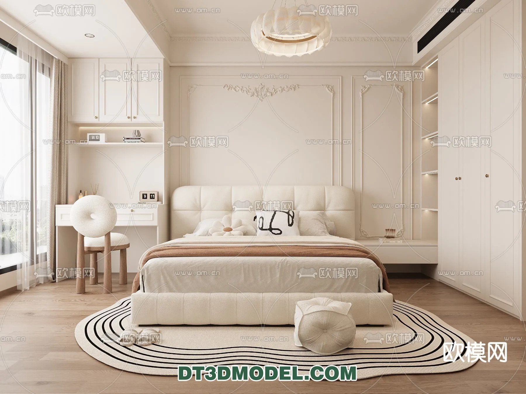 Bedroom – France Style – Interior 3D Scene – 024