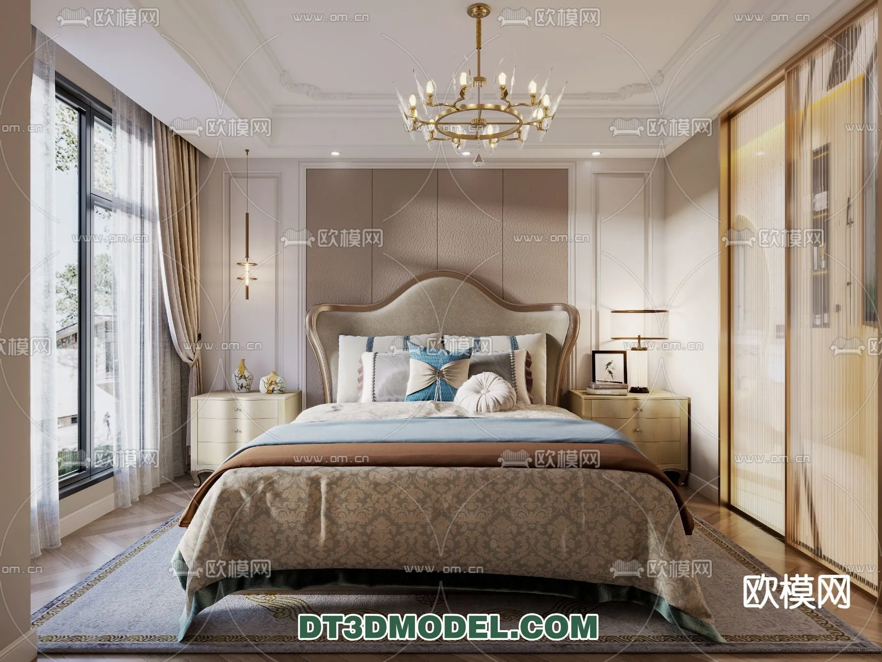 Bedroom – France Style – Interior 3D Scene – 025