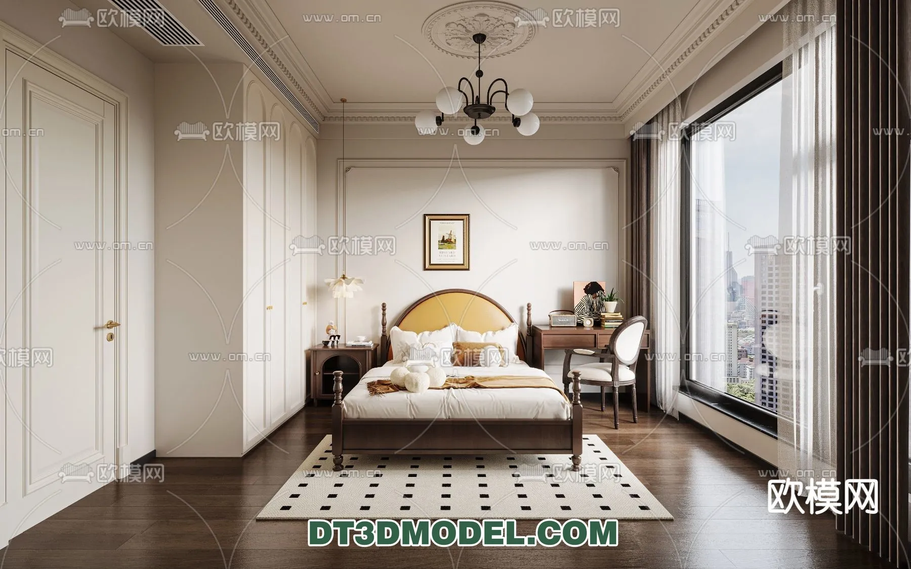 Bedroom – France Style – Interior 3D Scene – 027