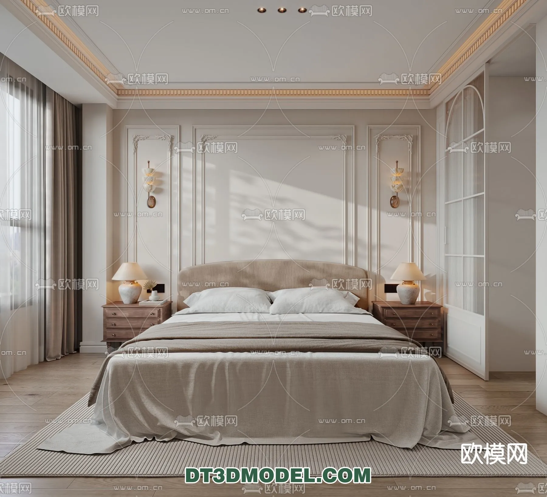 Bedroom – France Style – Interior 3D Scene – 030