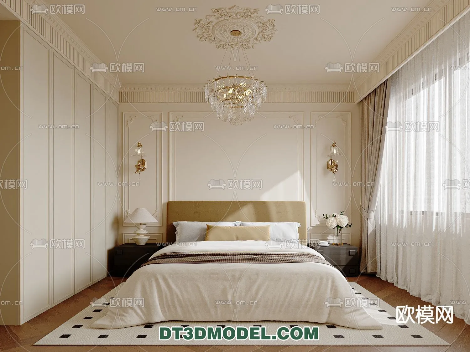 Bedroom – France Style – Interior 3D Scene – 032